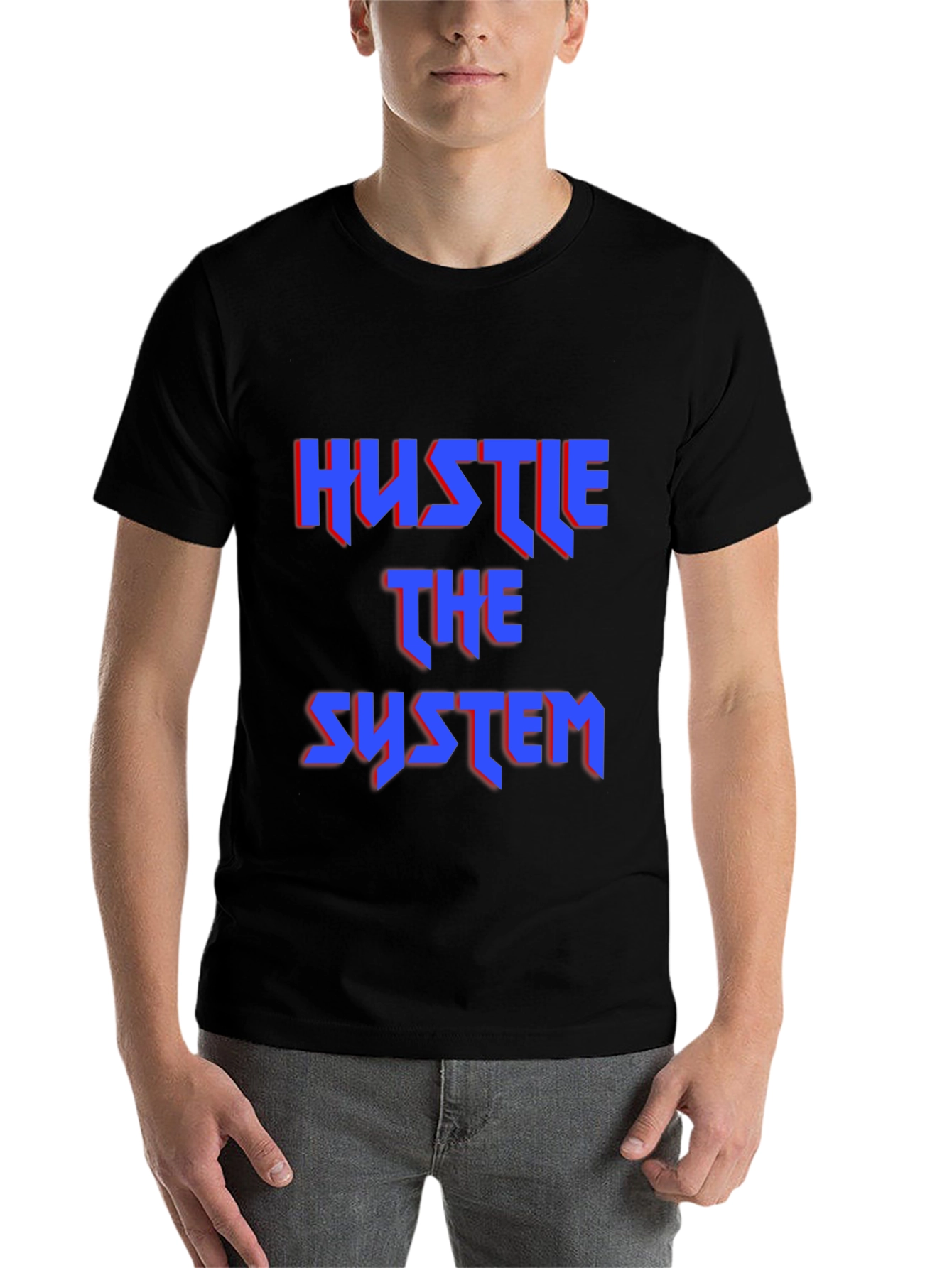 Black Hustle the System Graphic Tee - Bold Statement Shirt view 7