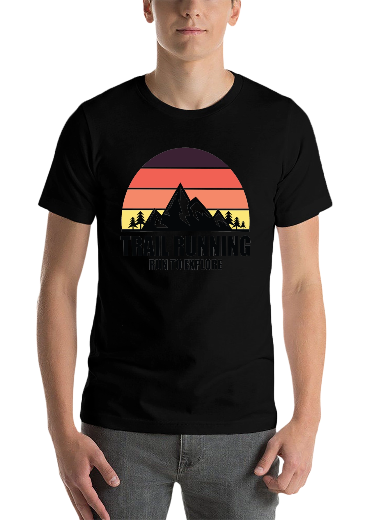 Black Trail Running Adventure Tee: Run to Explore view 7