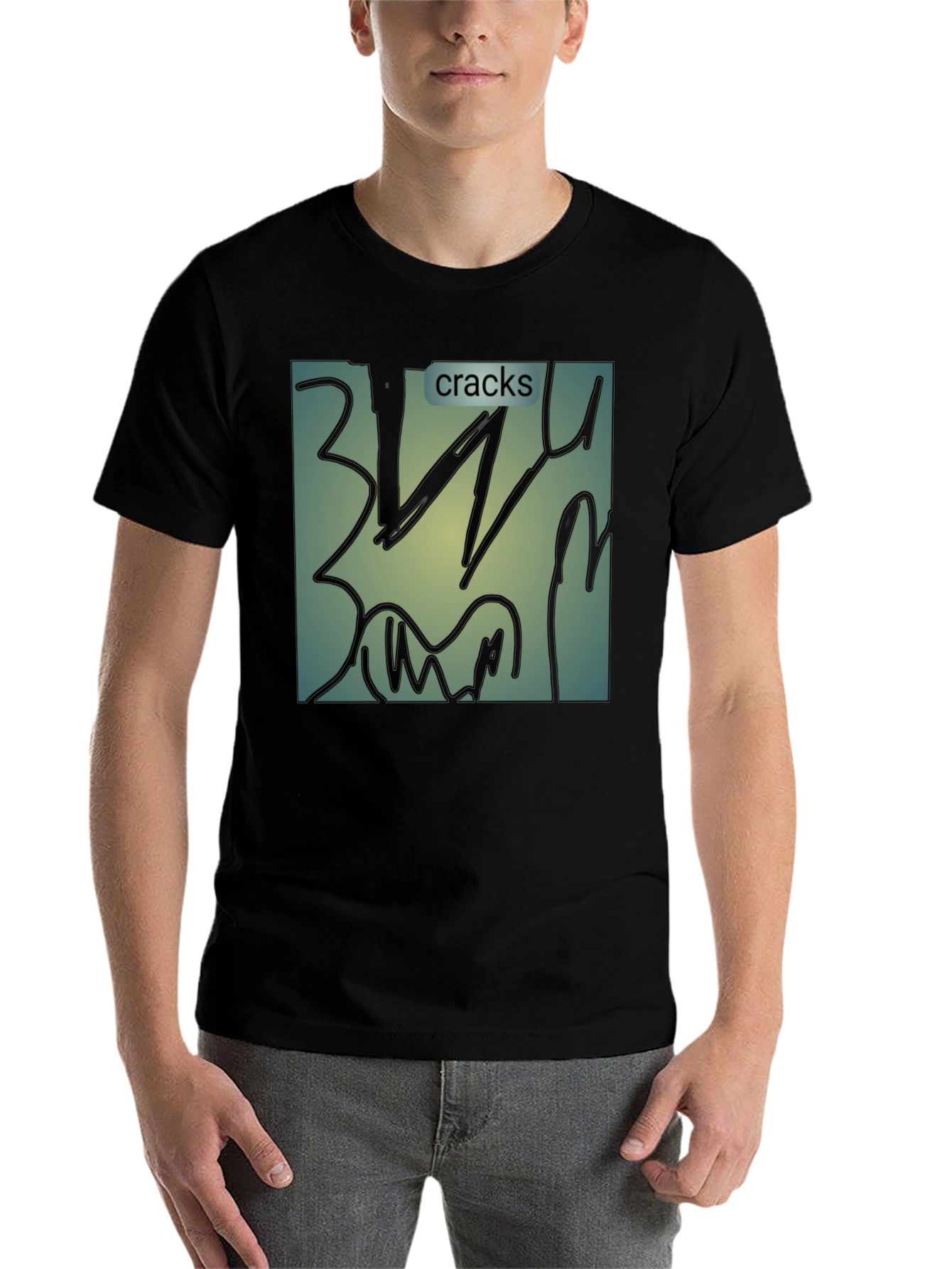 Black Cracks Graphic T-Shirt - Modern Abstract Art Tee view 7