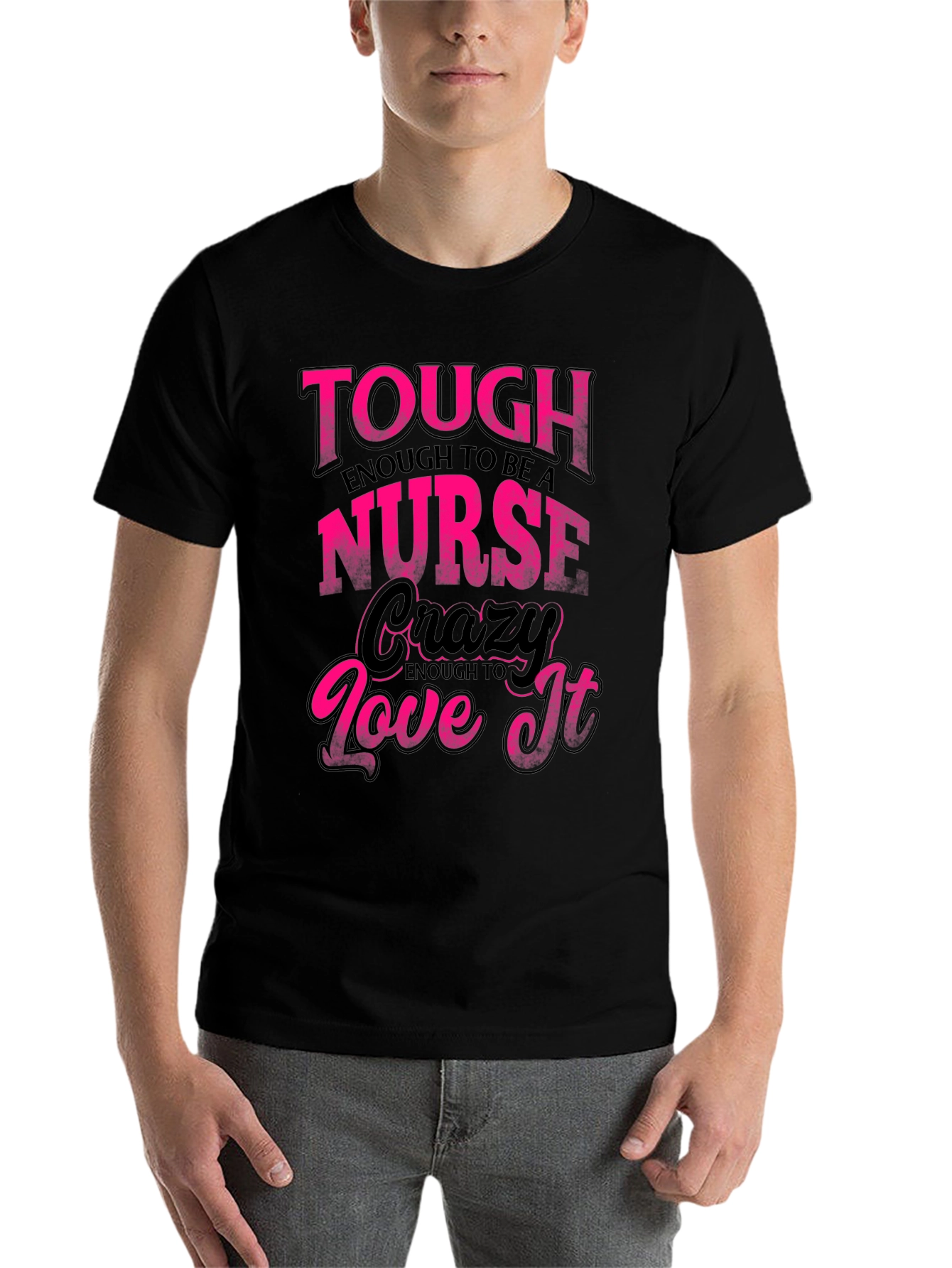 Black Tough Enough Nurse Black Graphic Tee view 7