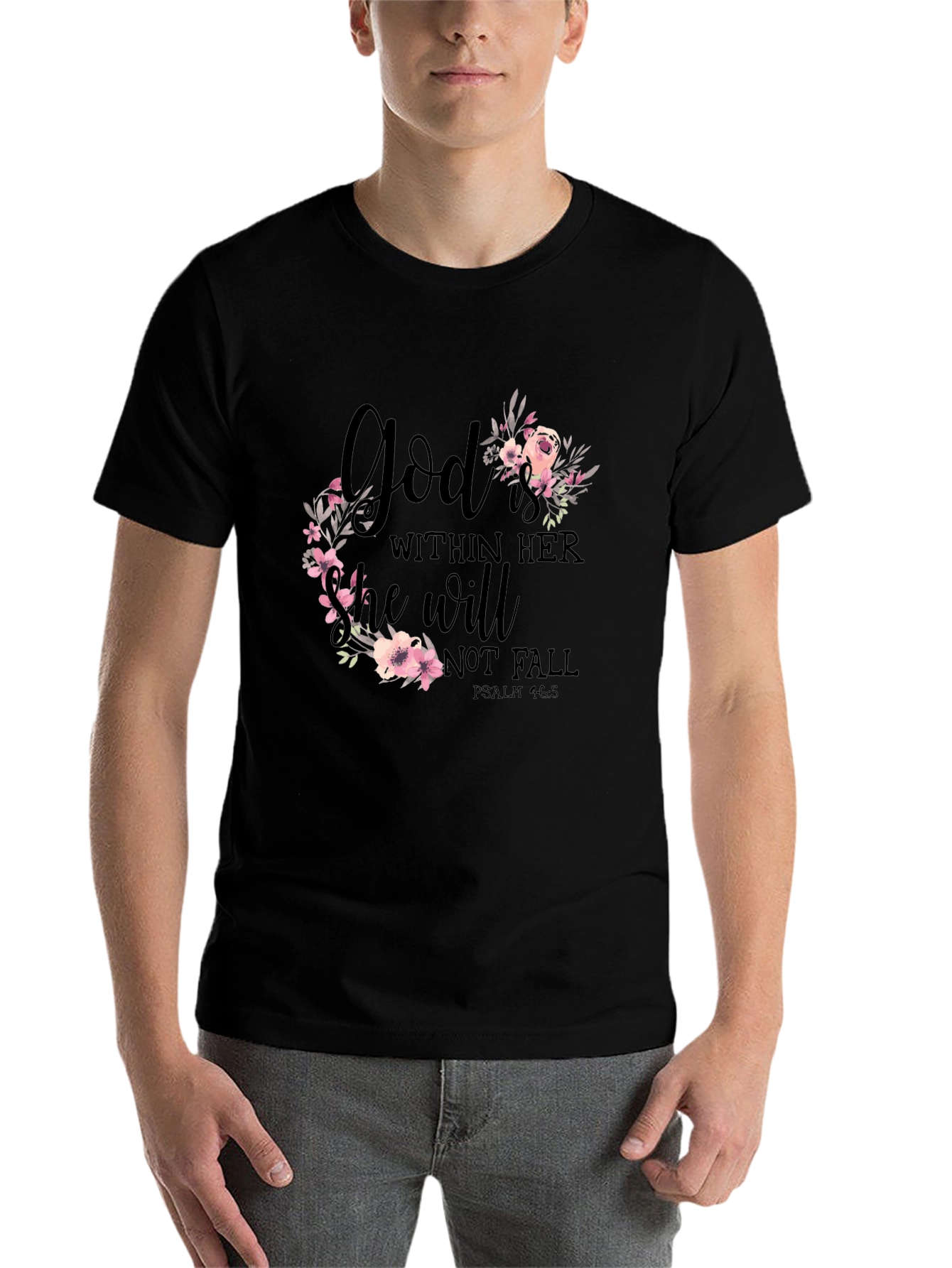 Black God Is Within Her Floral T-Shirt view 7