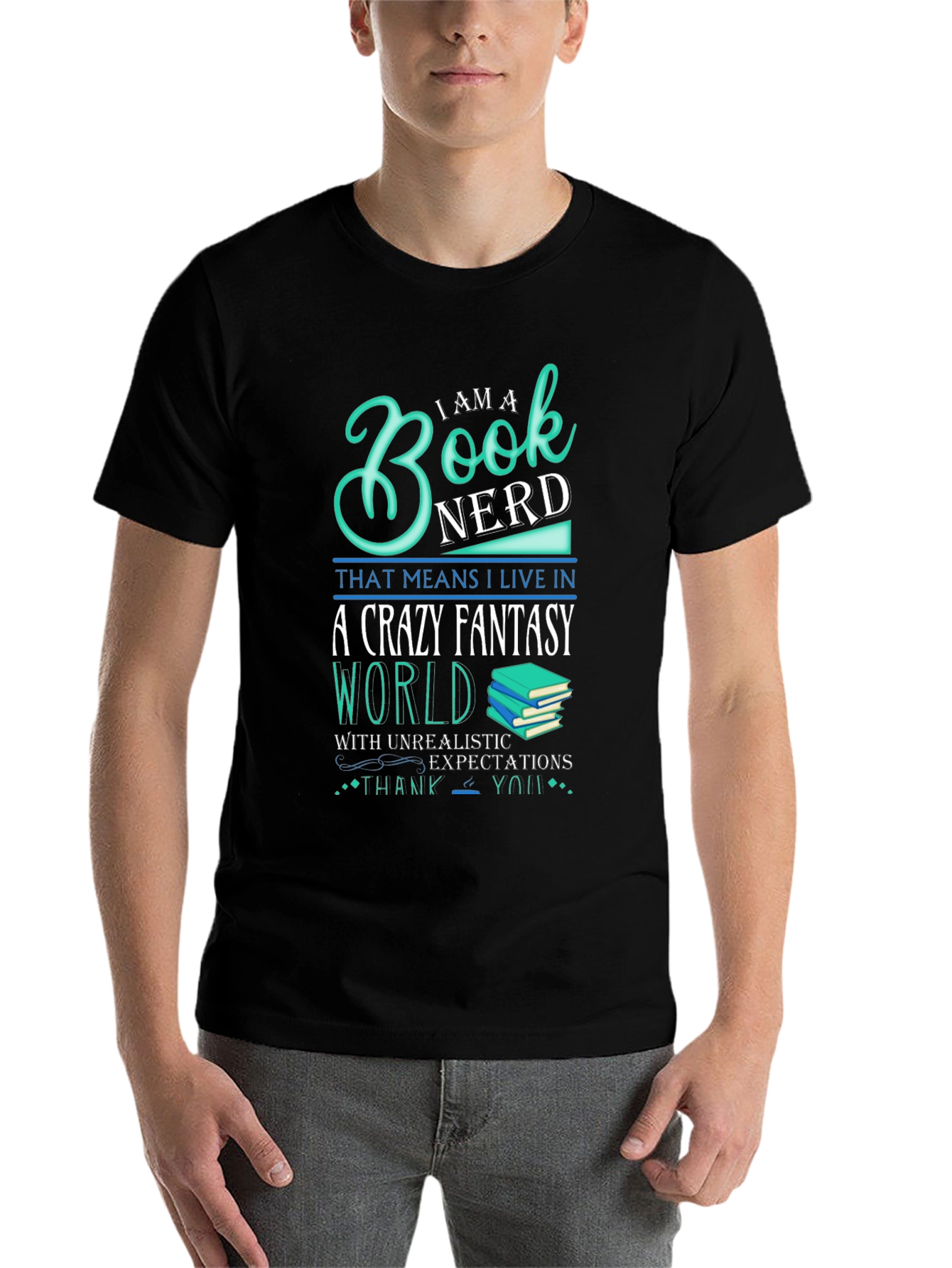 Black Book Nerd Crazy Fantasy World T-Shirt view 7