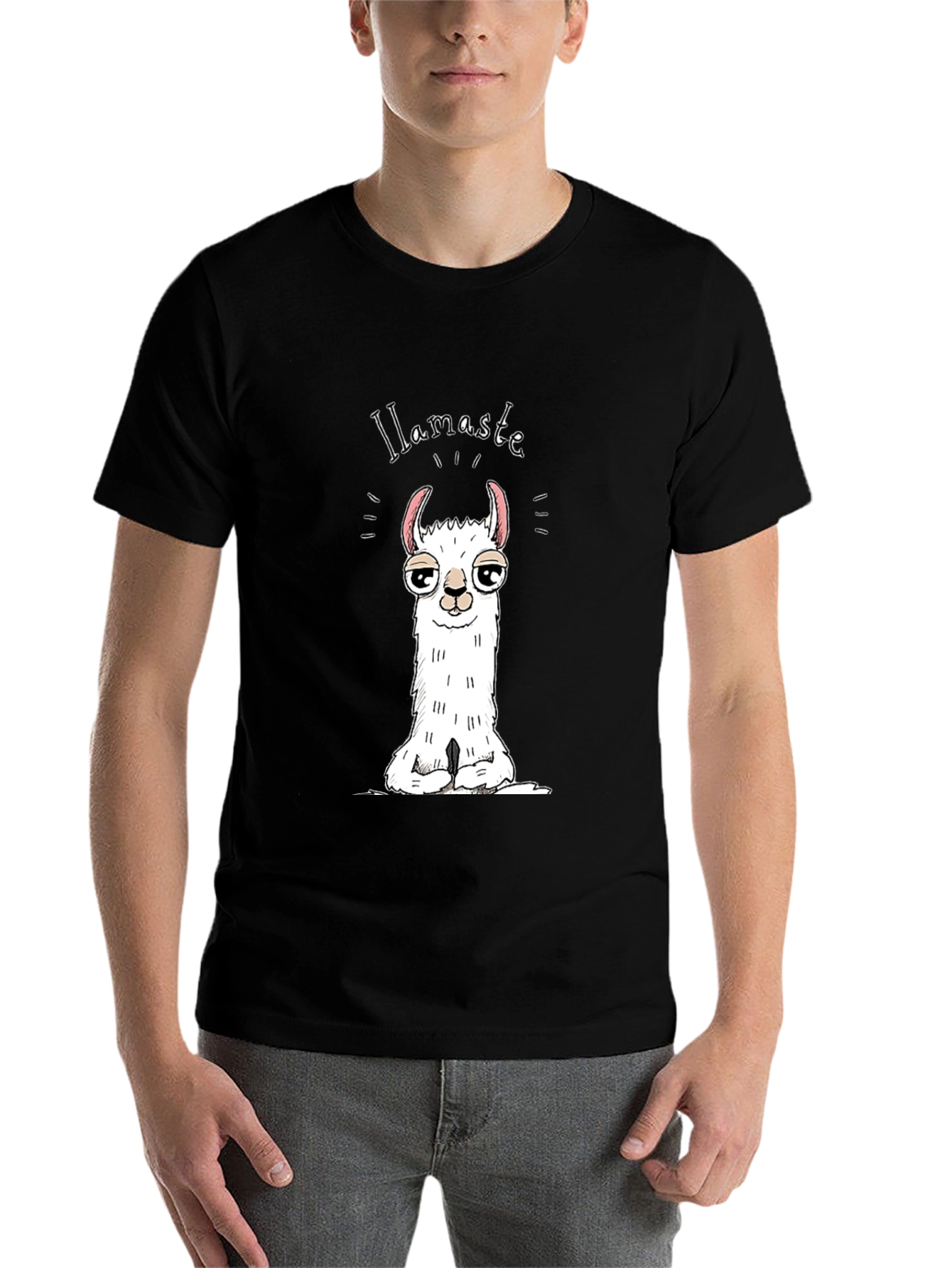 Black Llamaste T-Shirt - Funny Llama Pun Tee view 7