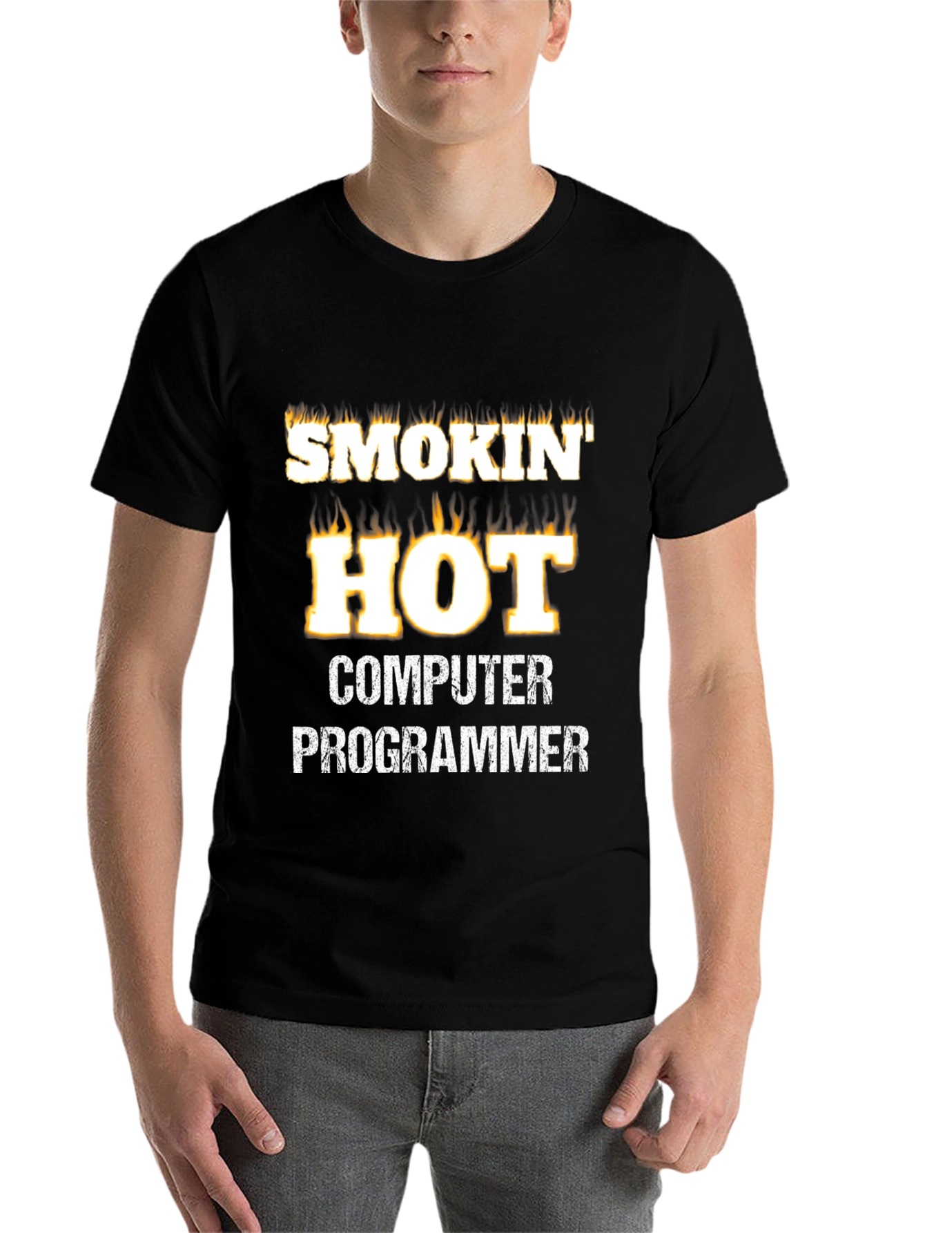 Black Smokin' Hot Computer Programmer Graphic Tee view 7