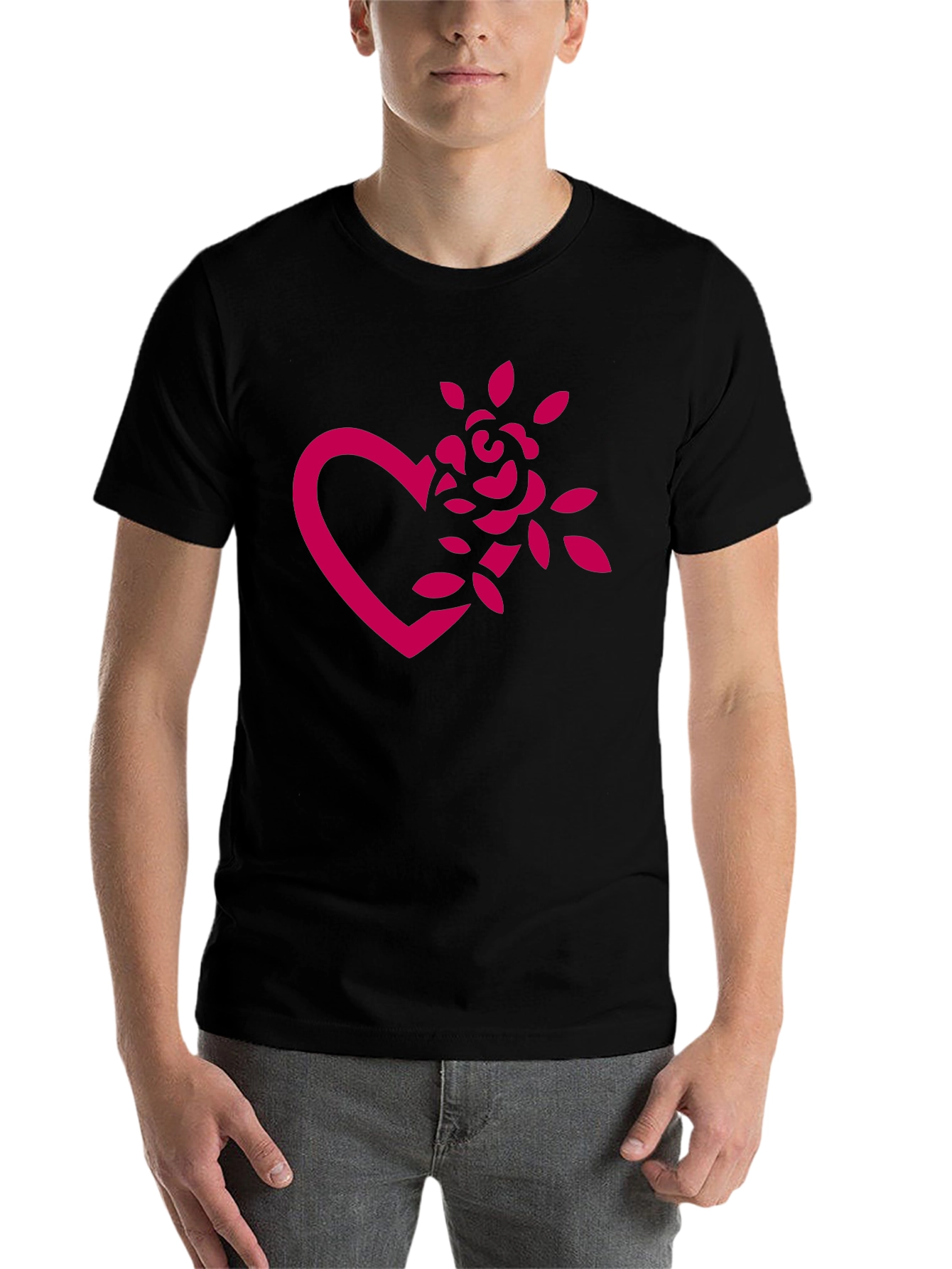 Black Heart Rose Graphic Tee - Black view 7