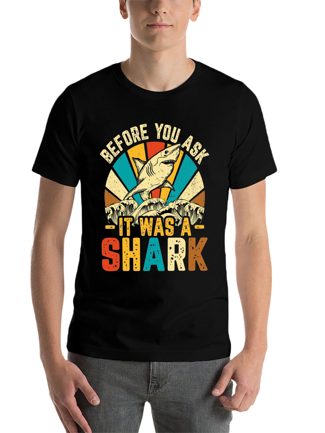 Black Before You Ask It Was A Shark T-Shirt view 7