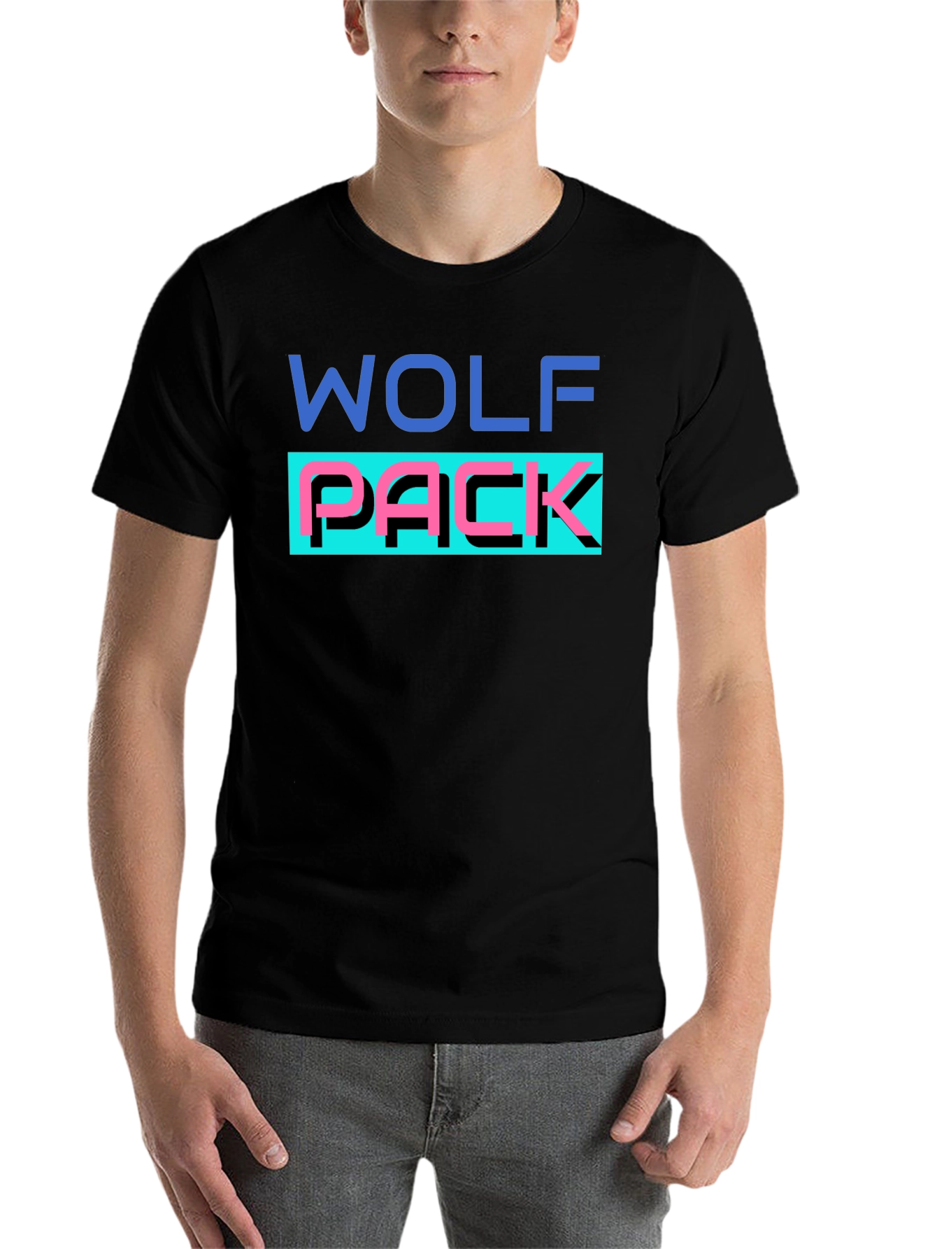 Black Wolf Pack Graphic T-Shirt - Black Crew Neck Tee view 7
