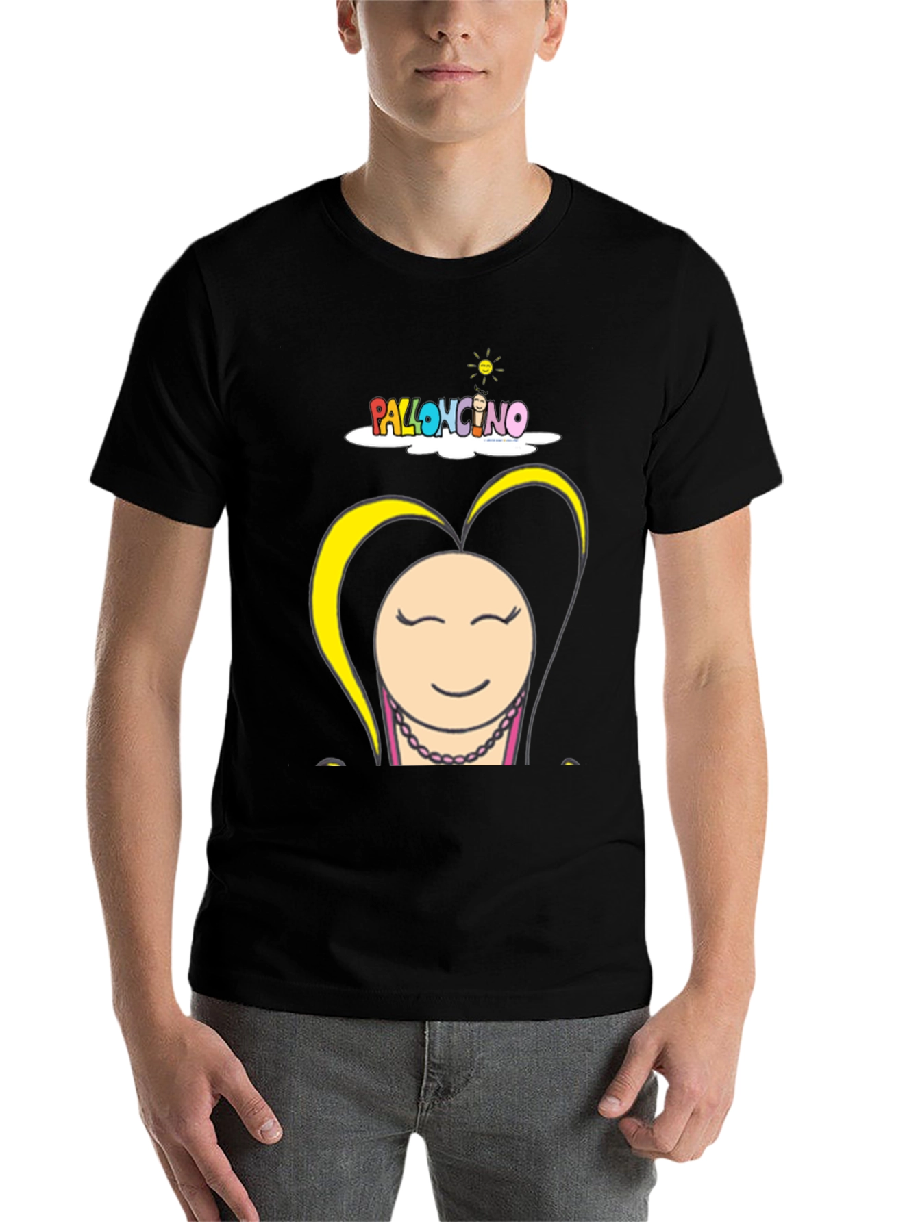 Black Funny Cartoon Graphic Black T-Shirt view 7