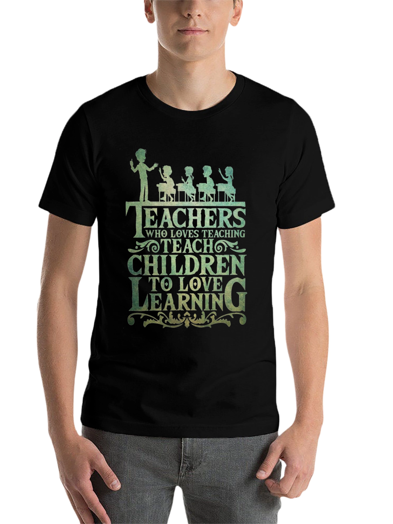 Black Teacher Love Teaching Graphic Tee - Black view 7