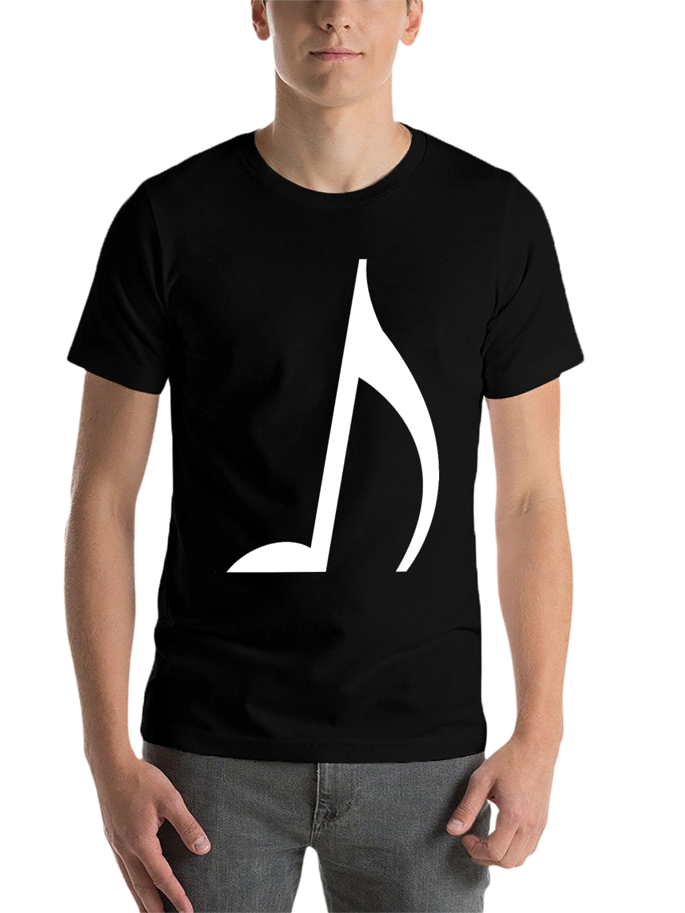 Black Musical Note Graphic Tee - Black Cotton Blend Shirt view 7
