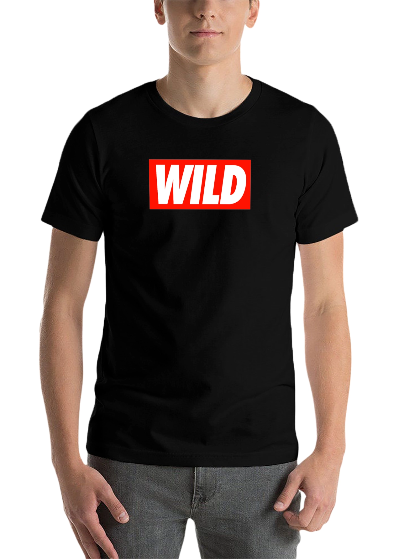 Black Wild Graphic Tee - Red and White on Black Cotton view 7