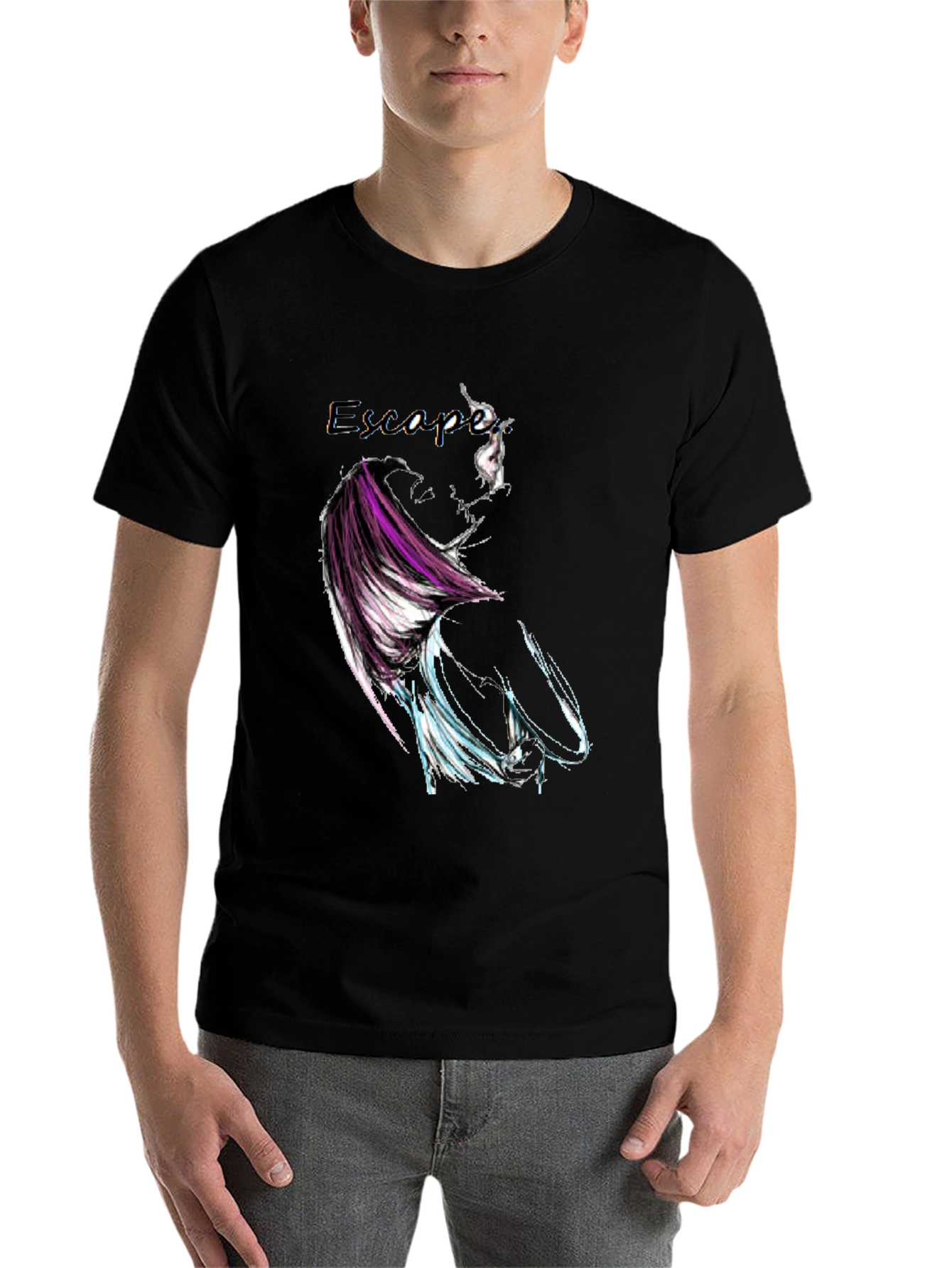 Black Escape Graphic Print Black T-Shirt view 7