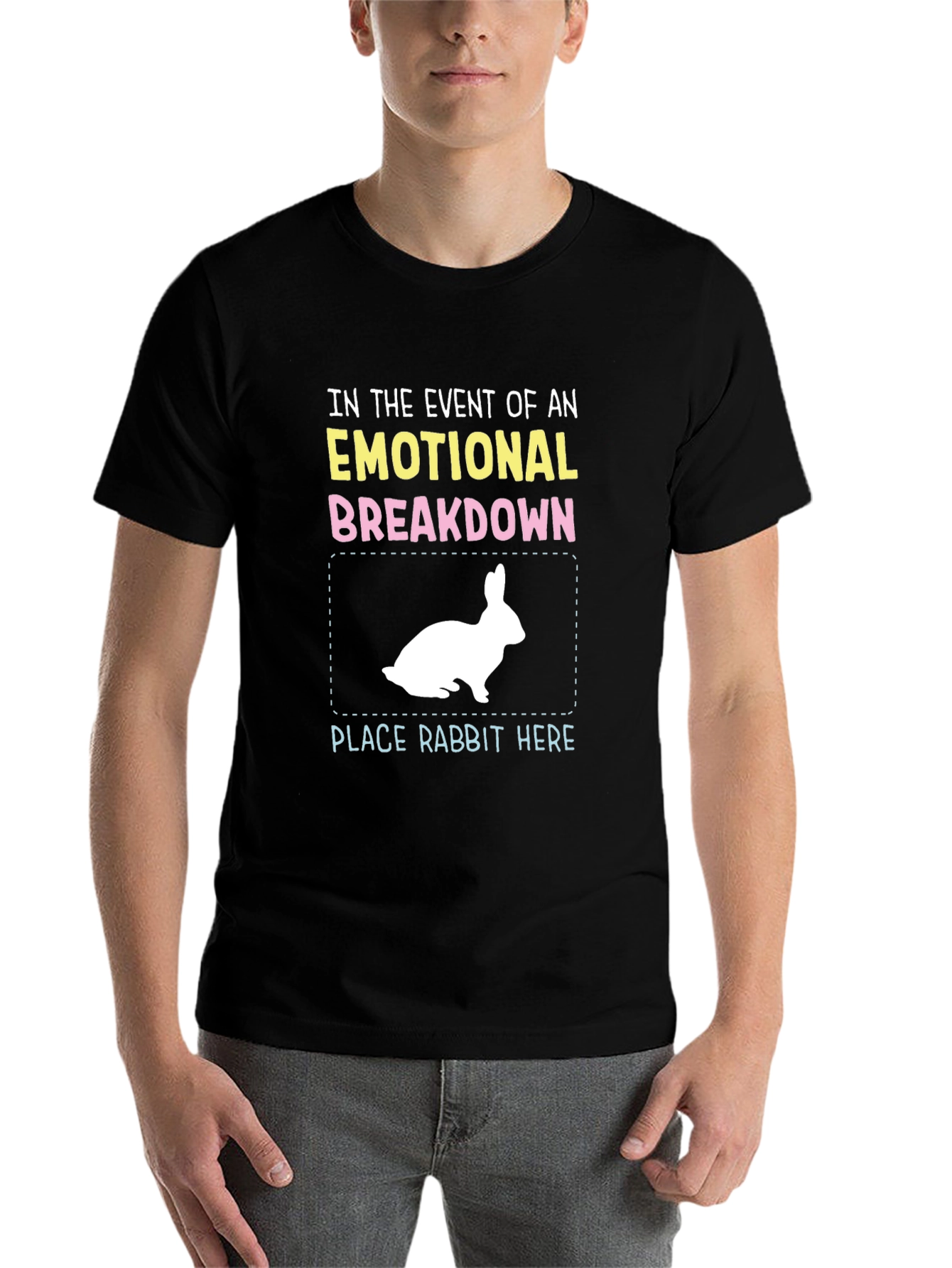 Black Emotional Breakdown Rabbit T-Shirt view 7