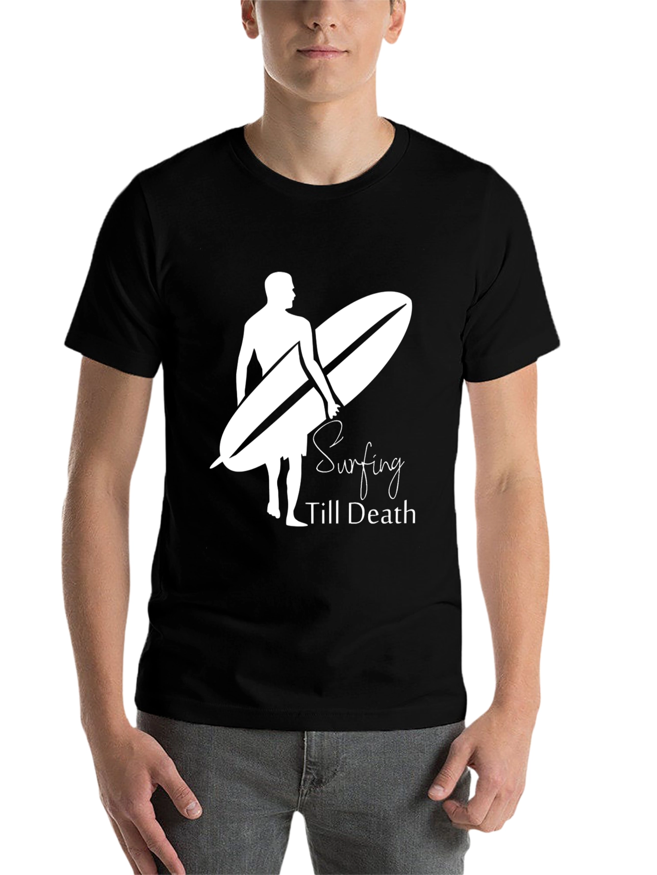 Black Surfing Till Death Graphic Tee view 7