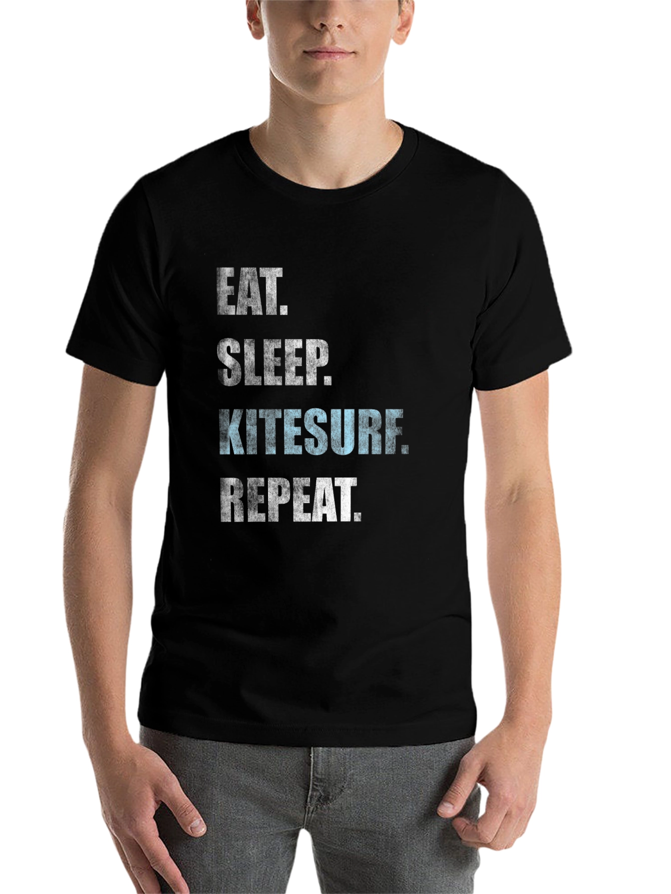 Black Eat Sleep Kitesurf Repeat T-Shirt view 7