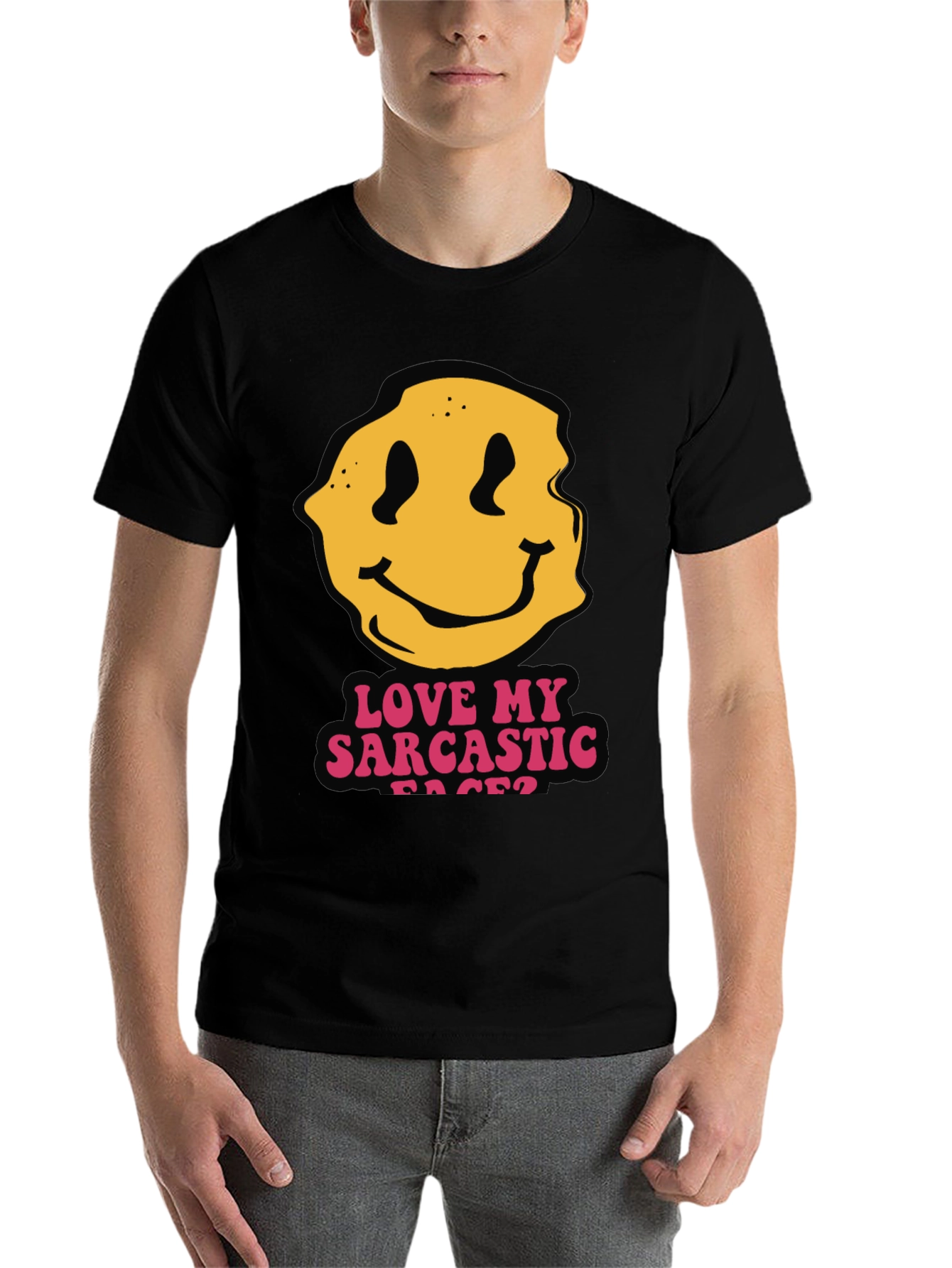 Black Sarcastic Faces Black T-Shirt - Funny Graphic Tee view 7