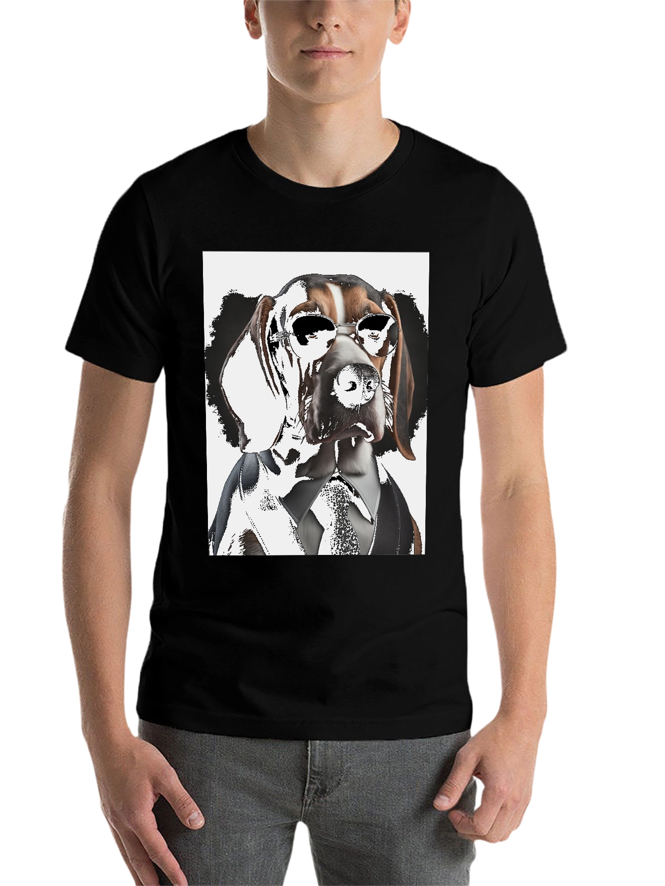Black Dogfather T-Shirt: Suave Hound in Shades view 7