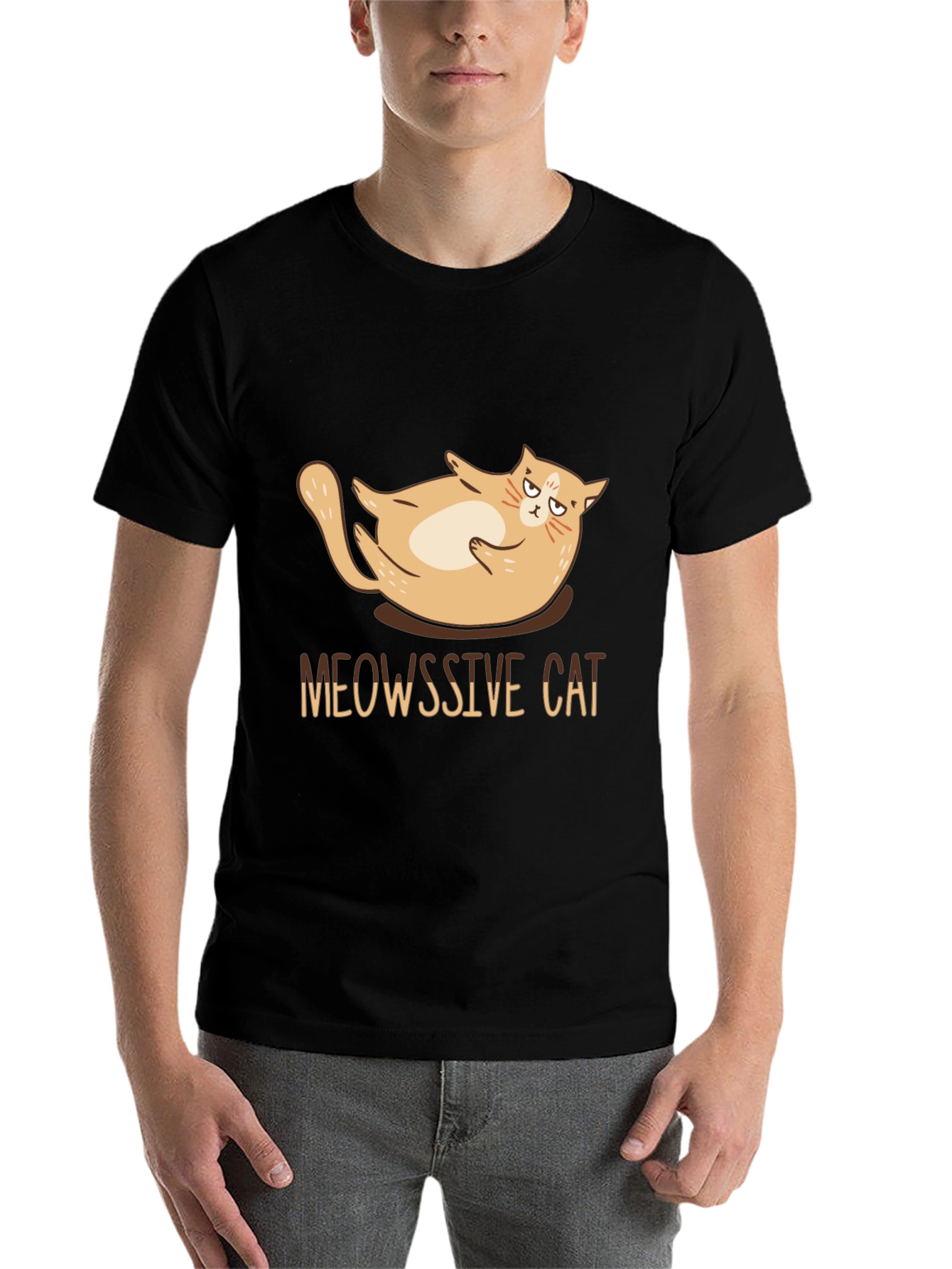 Black Meowssive Cat T-Shirt - Funny Graphic Tee view 7