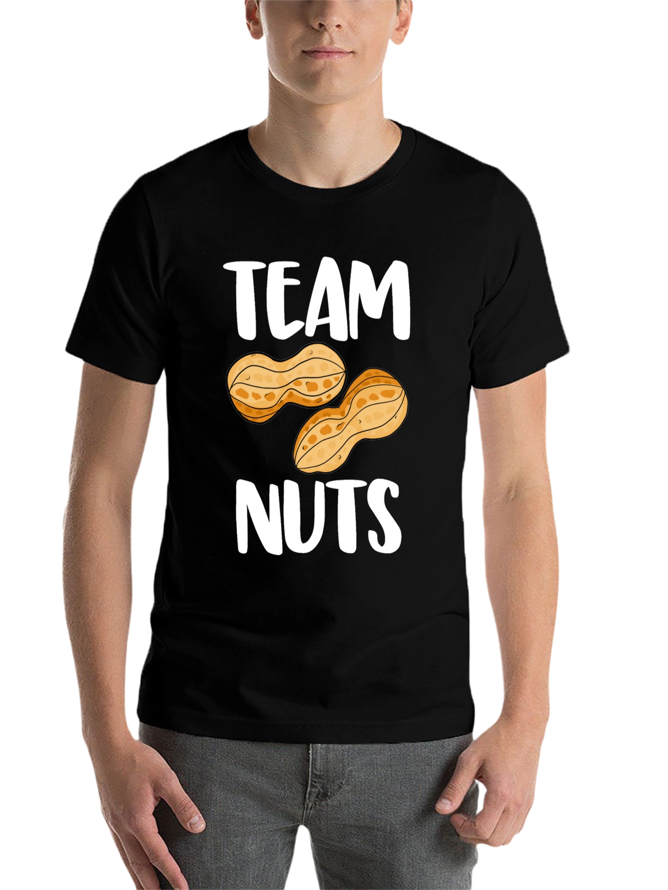 Black Team Nuts Graphic T-Shirt - Funny Peanut Tee view 7
