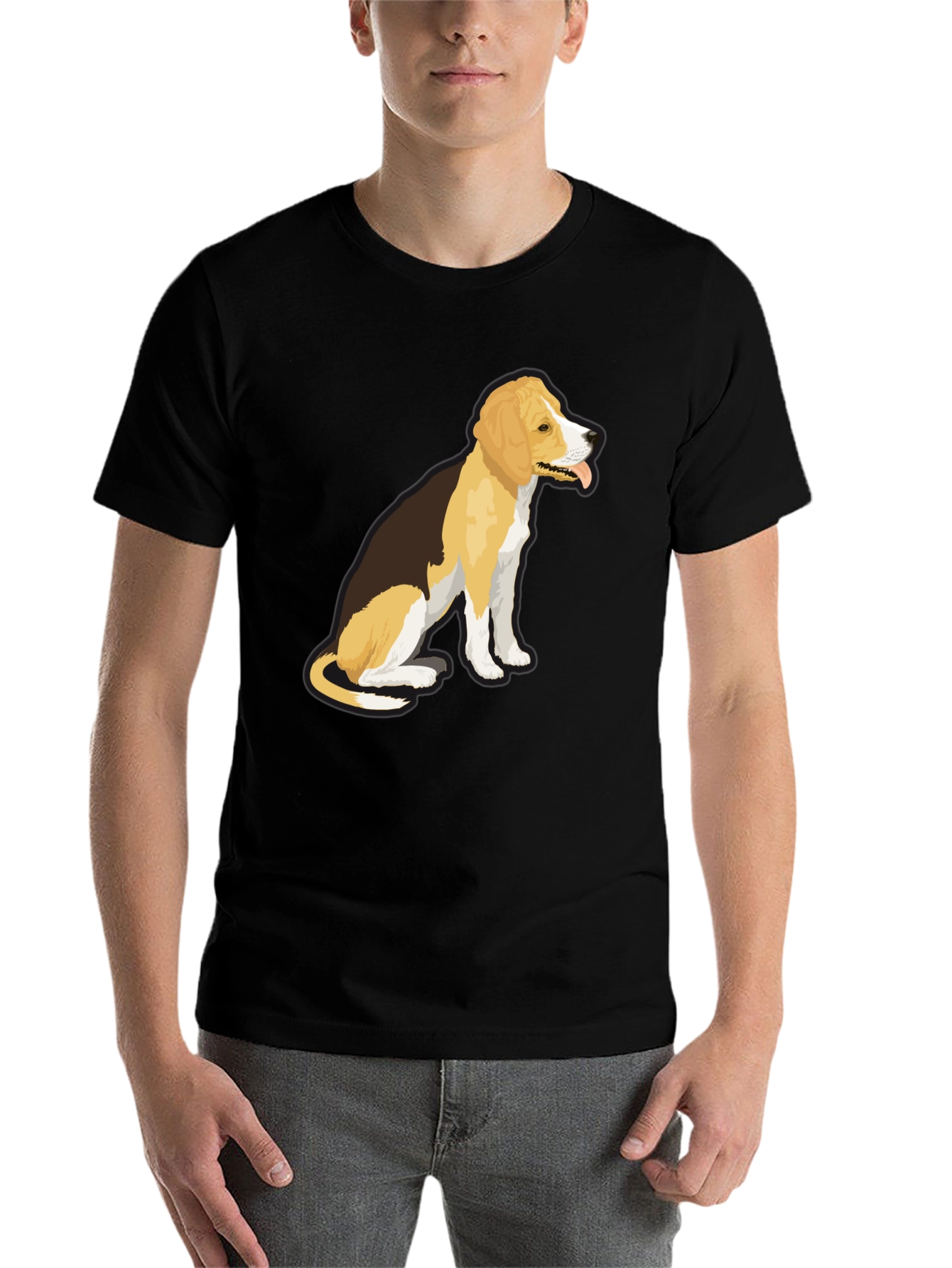Black Dog Graphic T-Shirt - Black, Casual Wear view 7