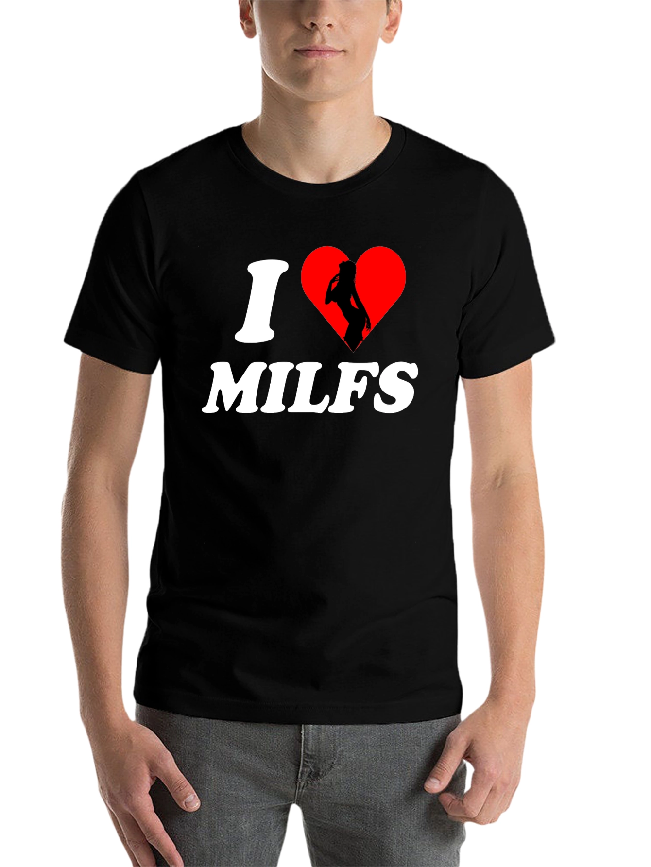Black I Heart MILFs Graphic T-Shirt - Adult Humor Tee view 7