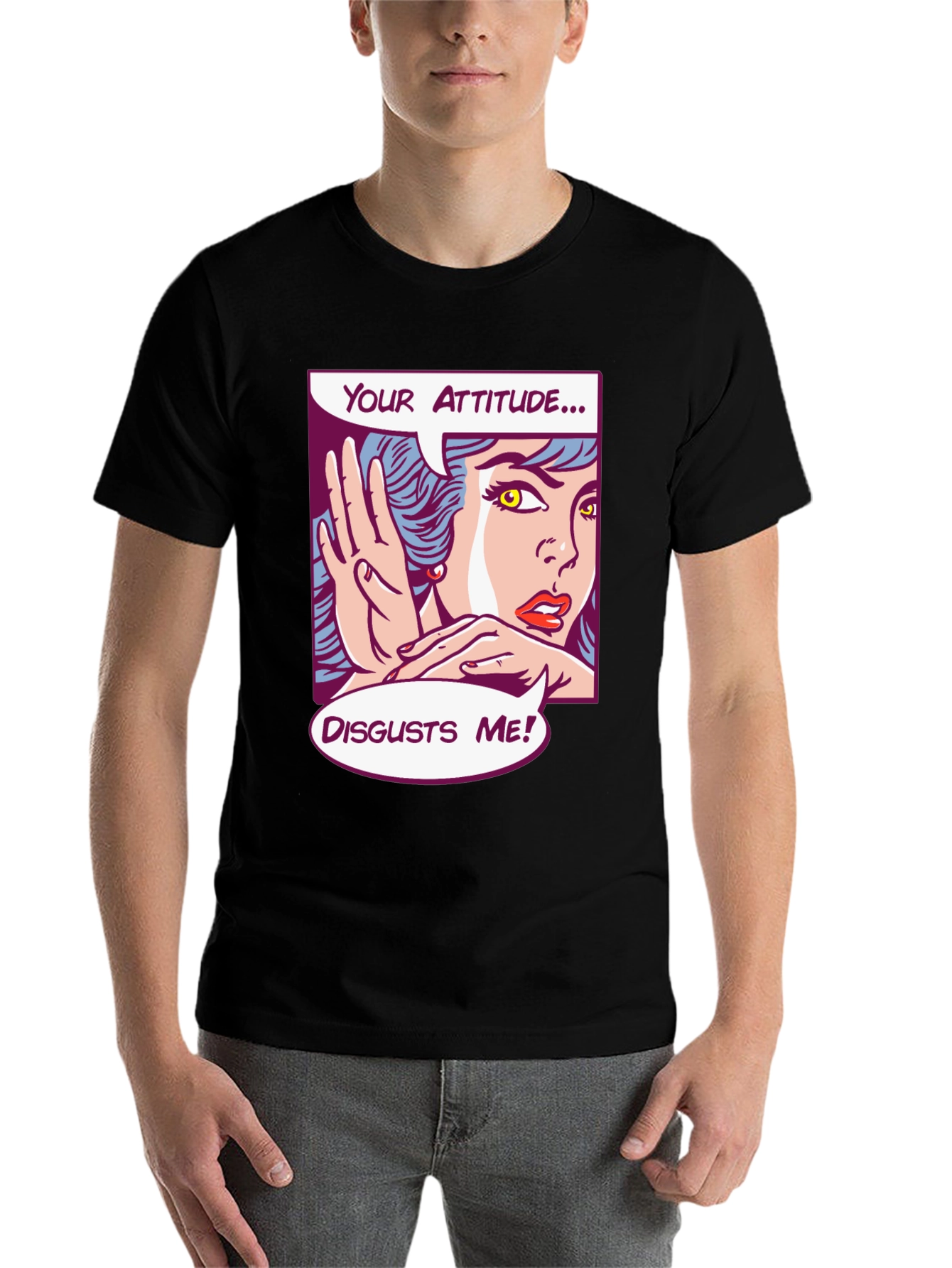 Black Attitude Disgusts Me Pop Art T-Shirt view 7