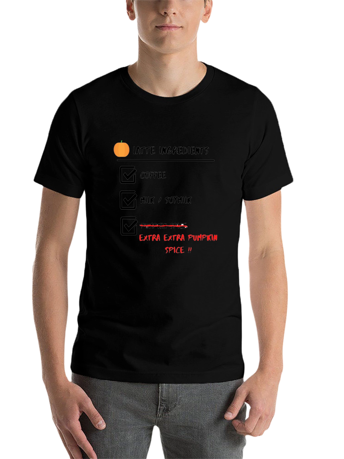 Black Pumpkin Spice Latte T-Shirt - Fall Coffee Lover view 7