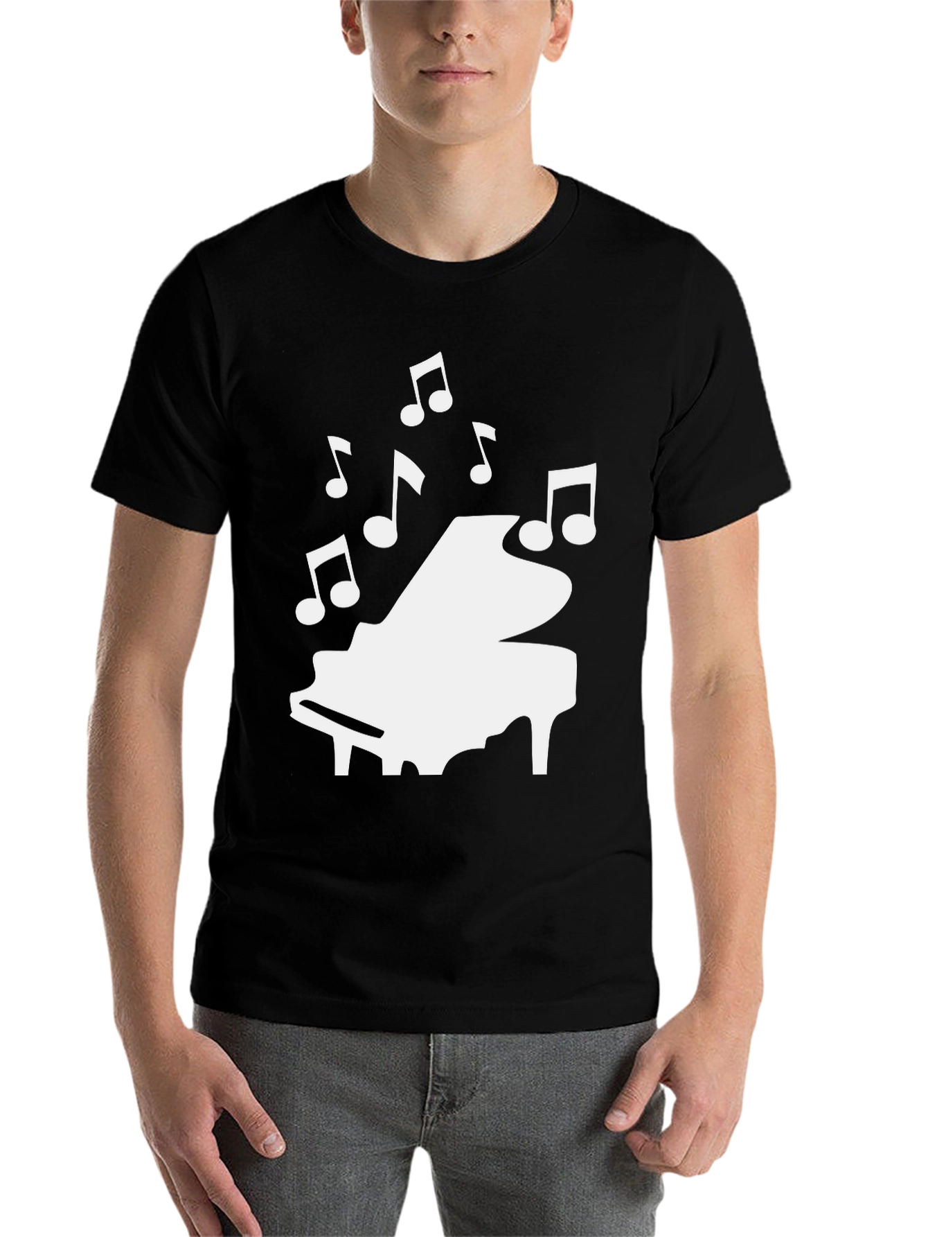 Black Piano Music Notes Graphic Tee view 7