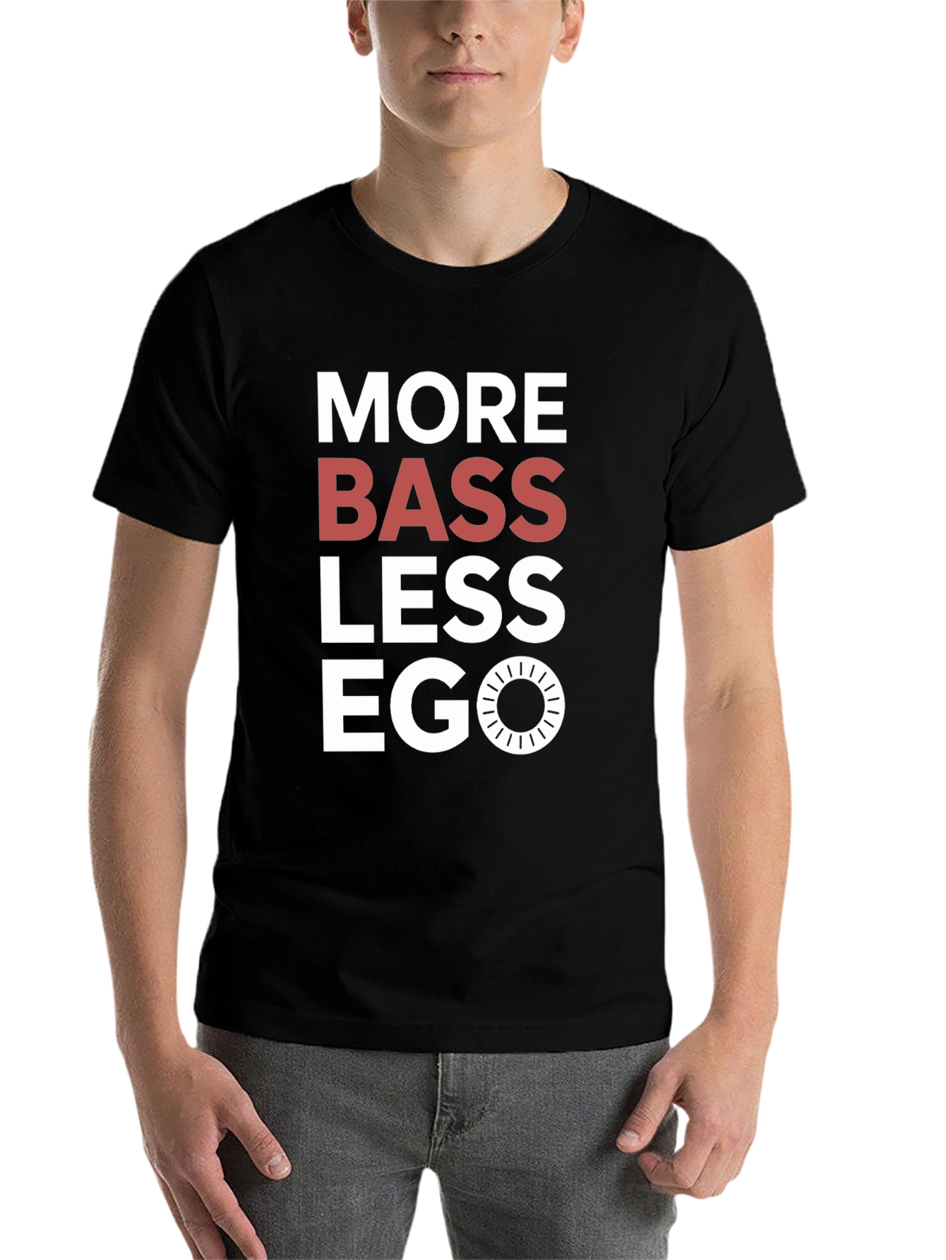 Black More Bass Less Ego Graphic T-Shirt view 7