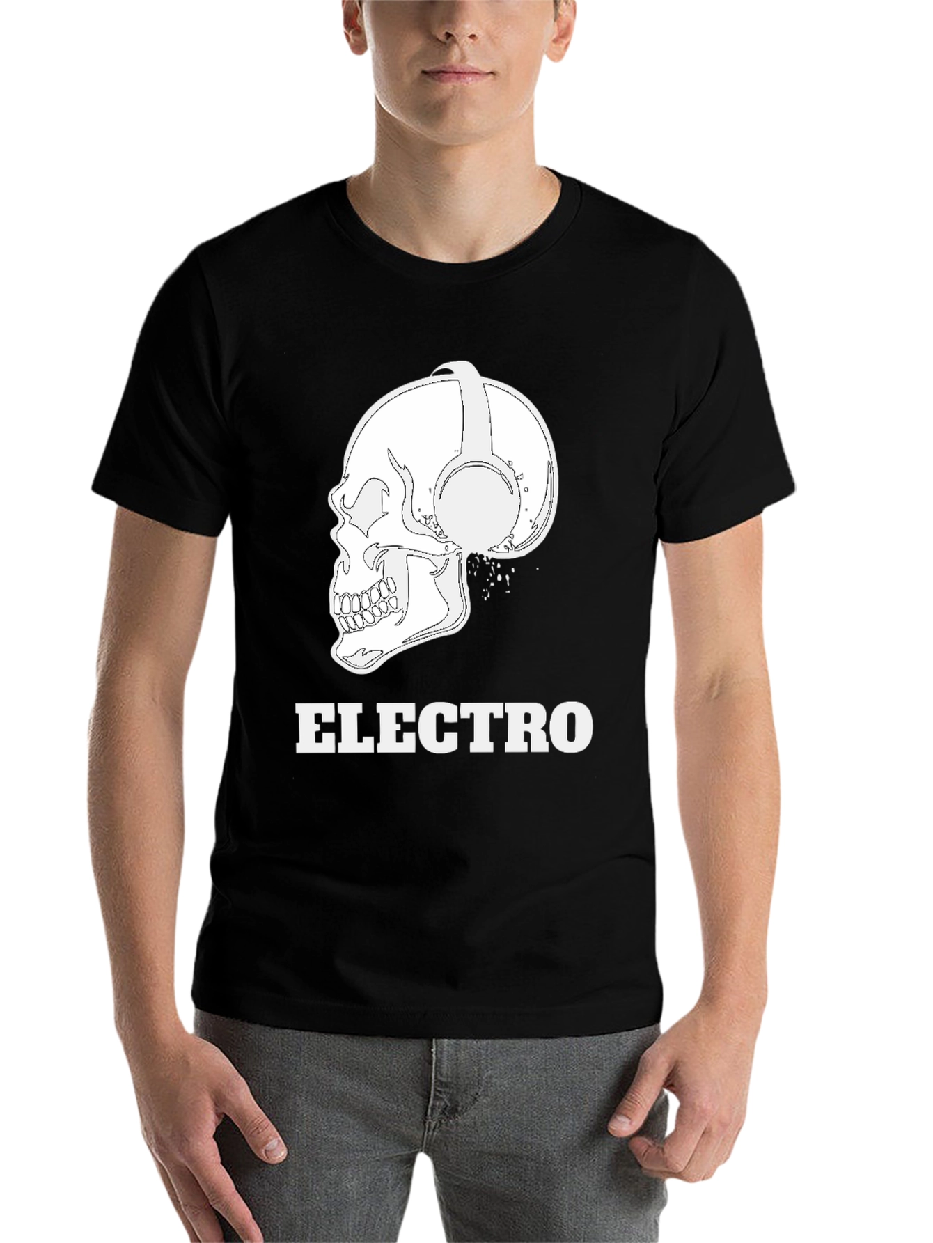 Black Electro Skull Graphic Tee view 7