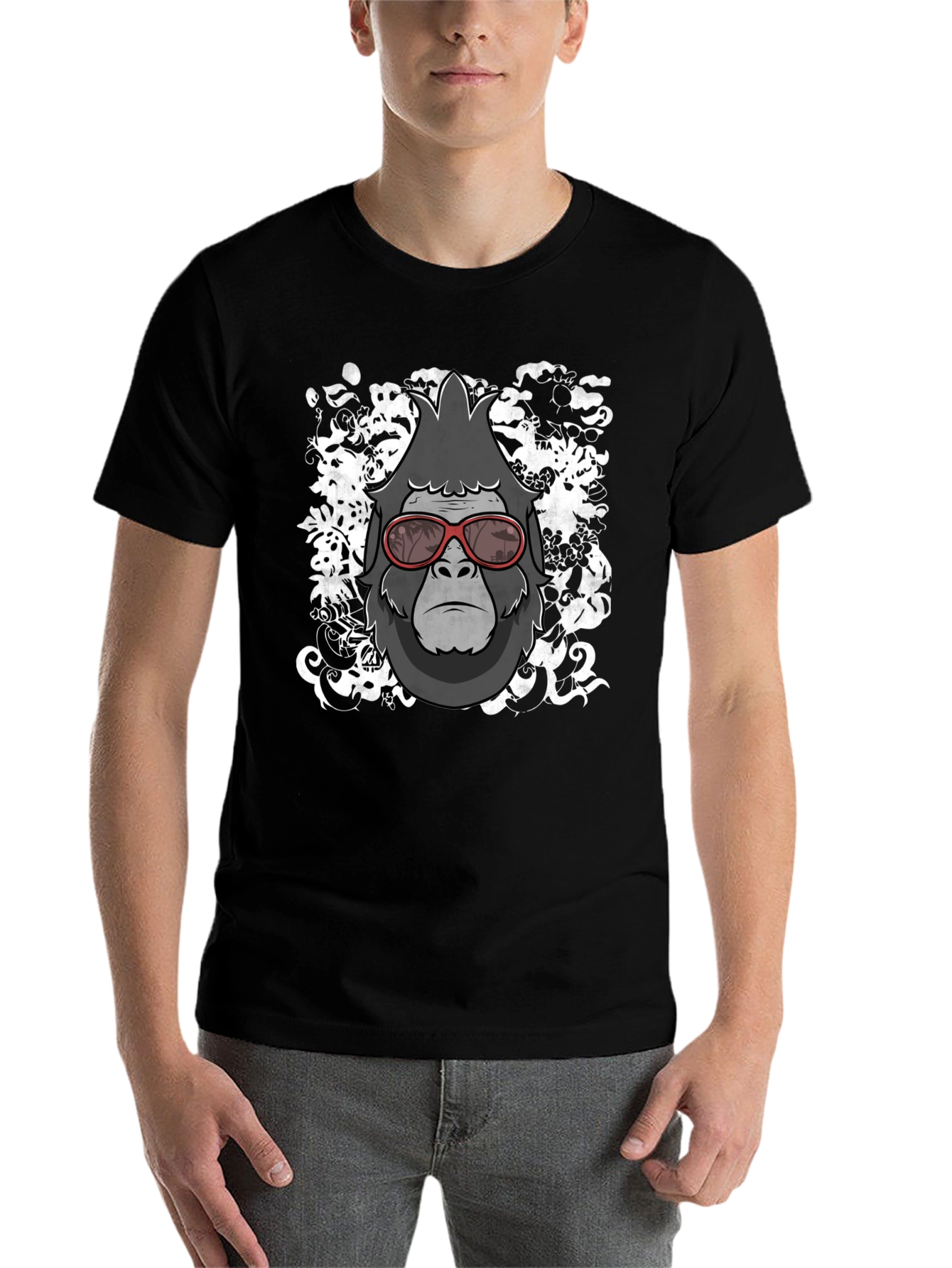Black Cool Gorilla Graphic Tee - Stylish Men's Black T-Shirt view 7