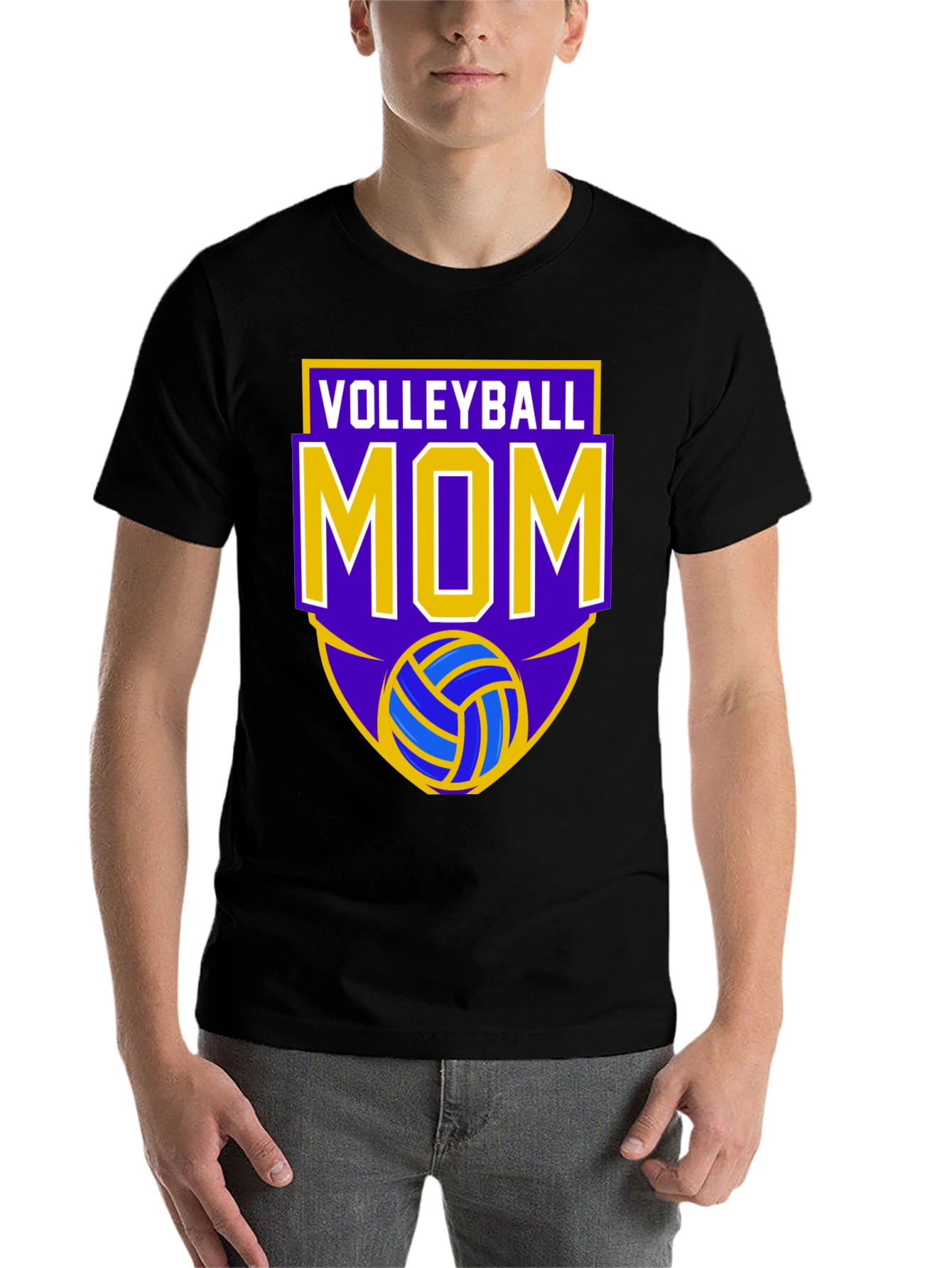 Black Volleyball Mom T-Shirt view 7