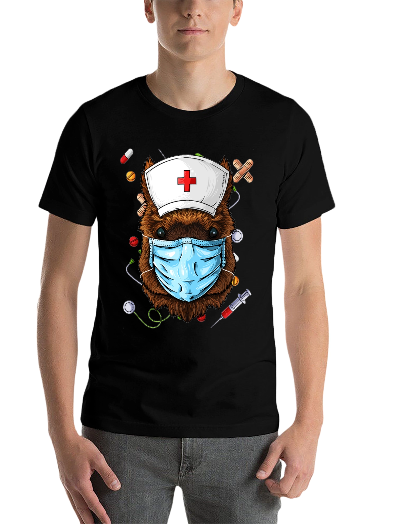 Black Nurse Beaver T-Shirt: Healthcare Hero view 7