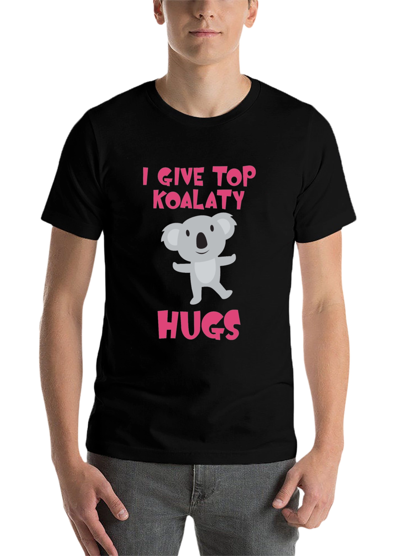 Black Koala-ty Hugs T-Shirt - Cute Animal Tee view 7
