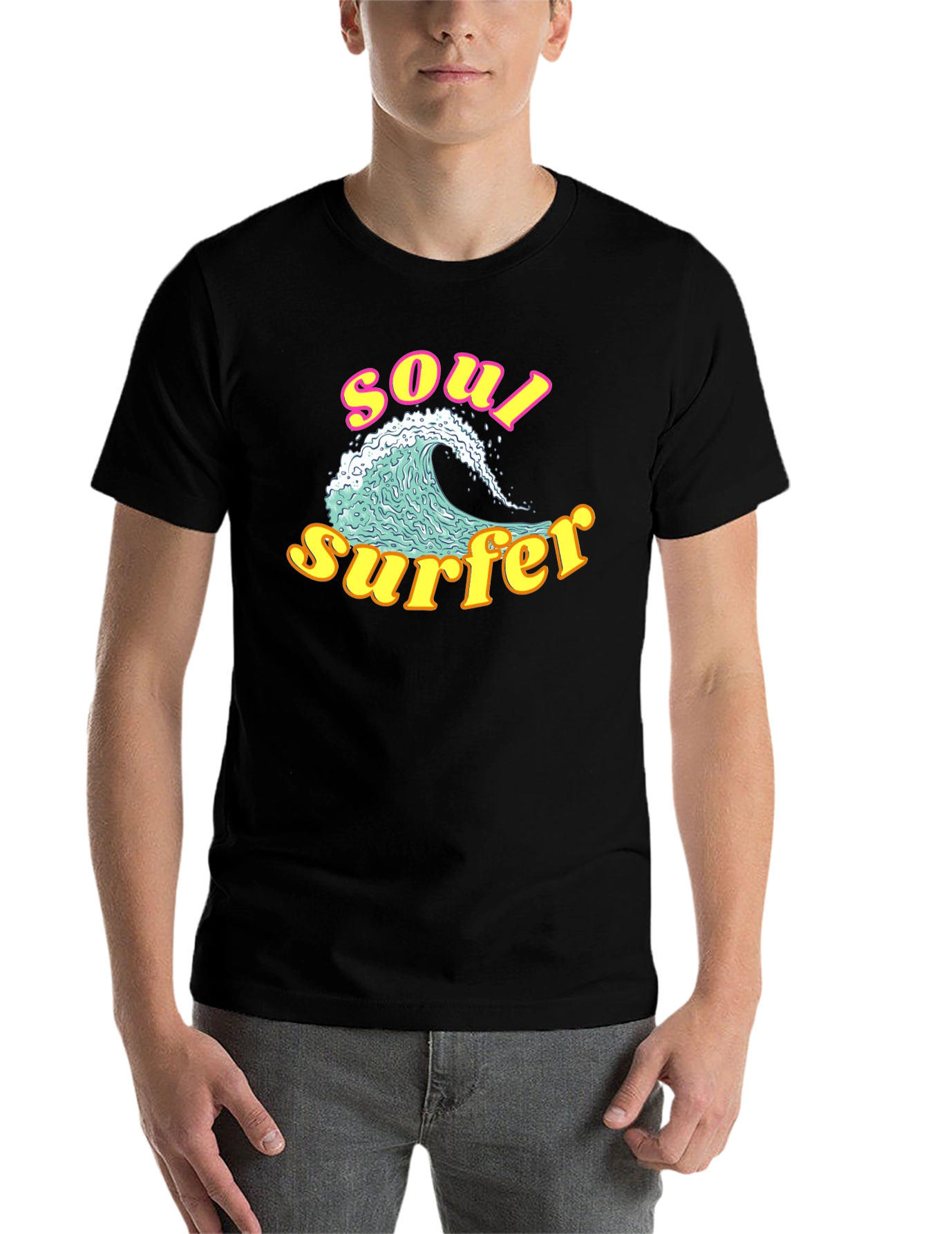 Black Soul Surfer Graphic Tee - Retro Wave Design view 7