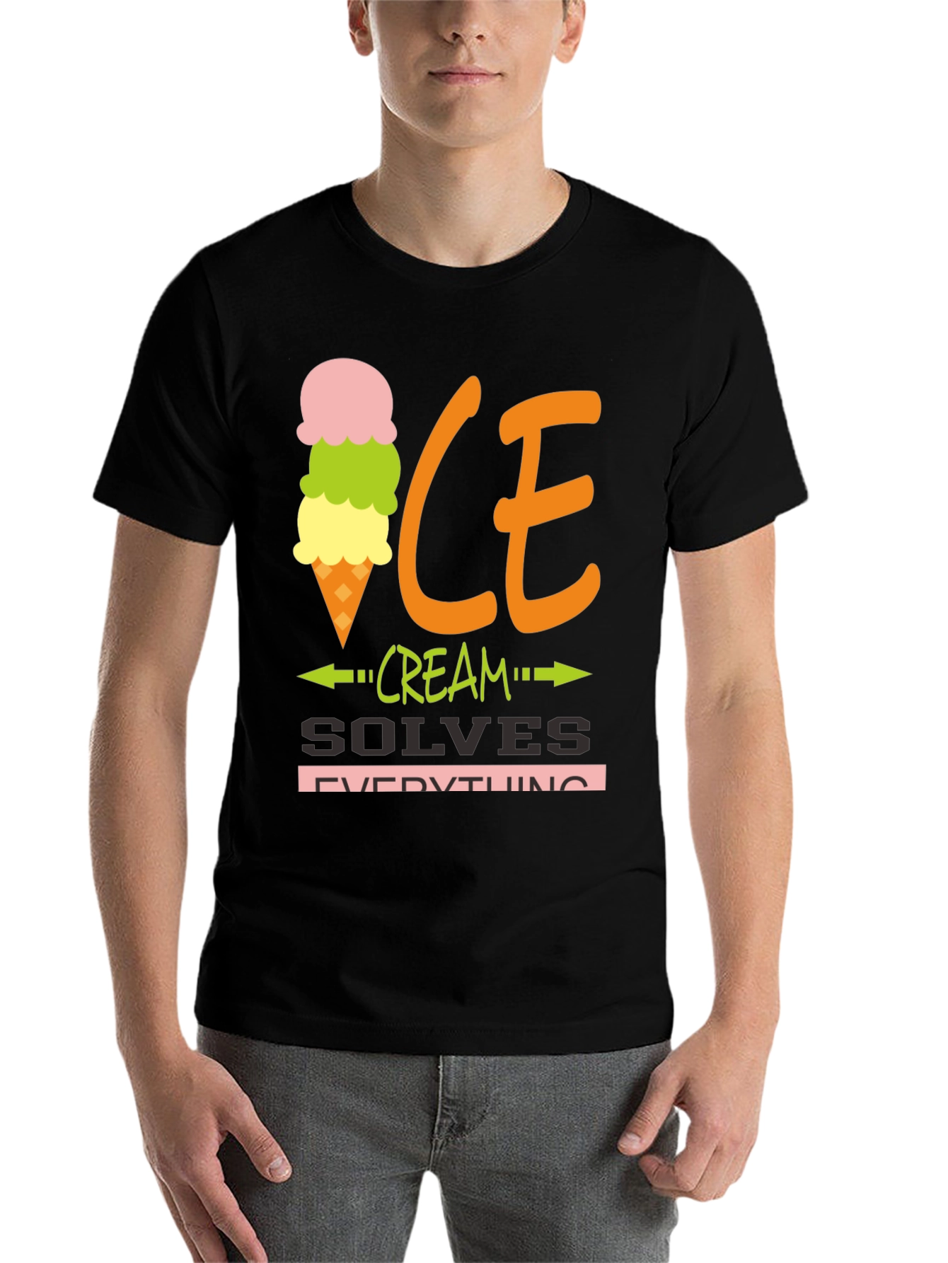 Black Ice Cream Solves Everything Graphic Tee view 7