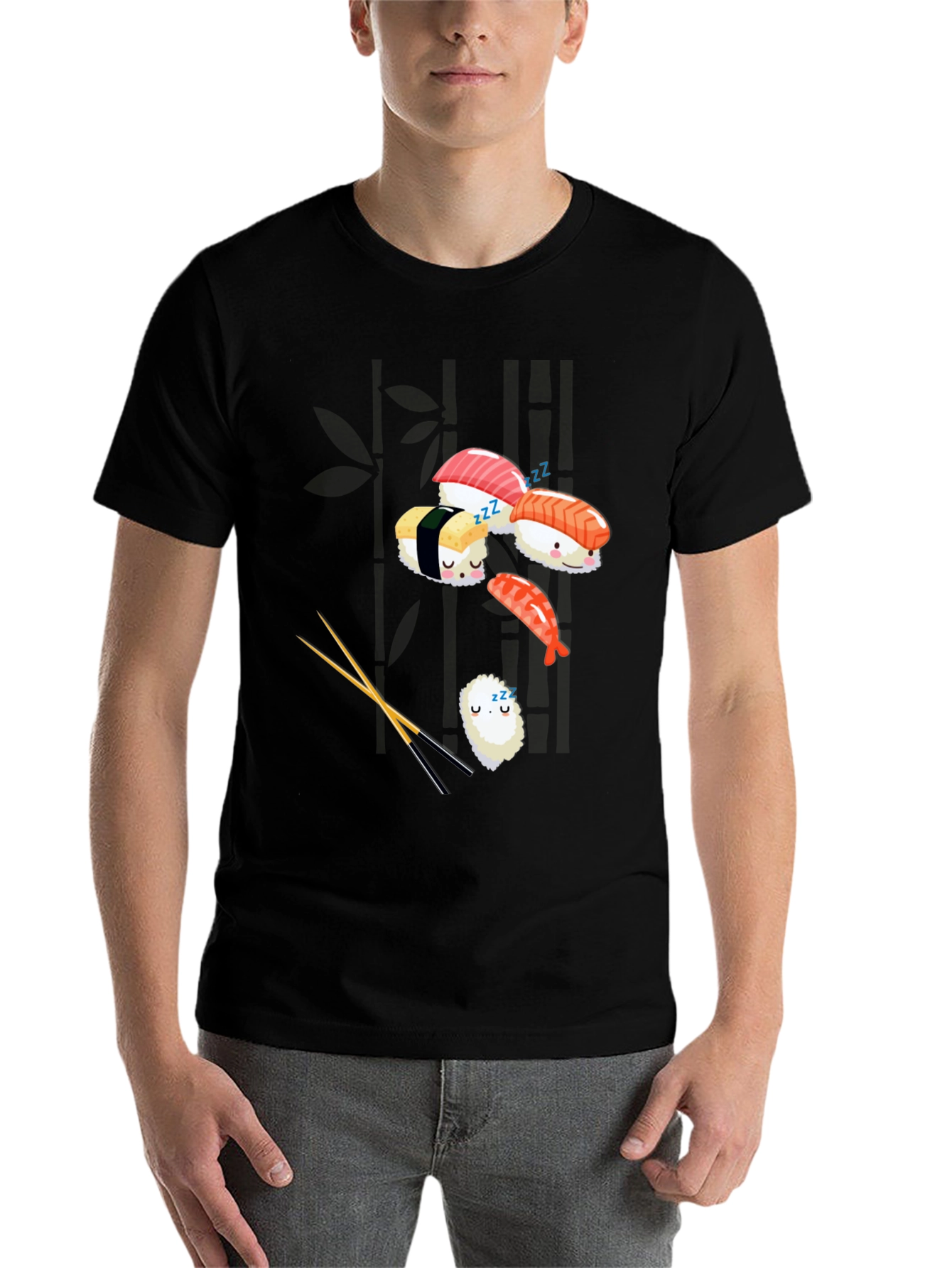 Black Sushi Nap T-Shirt: Cute & Comfy Japanese Food Tee view 7