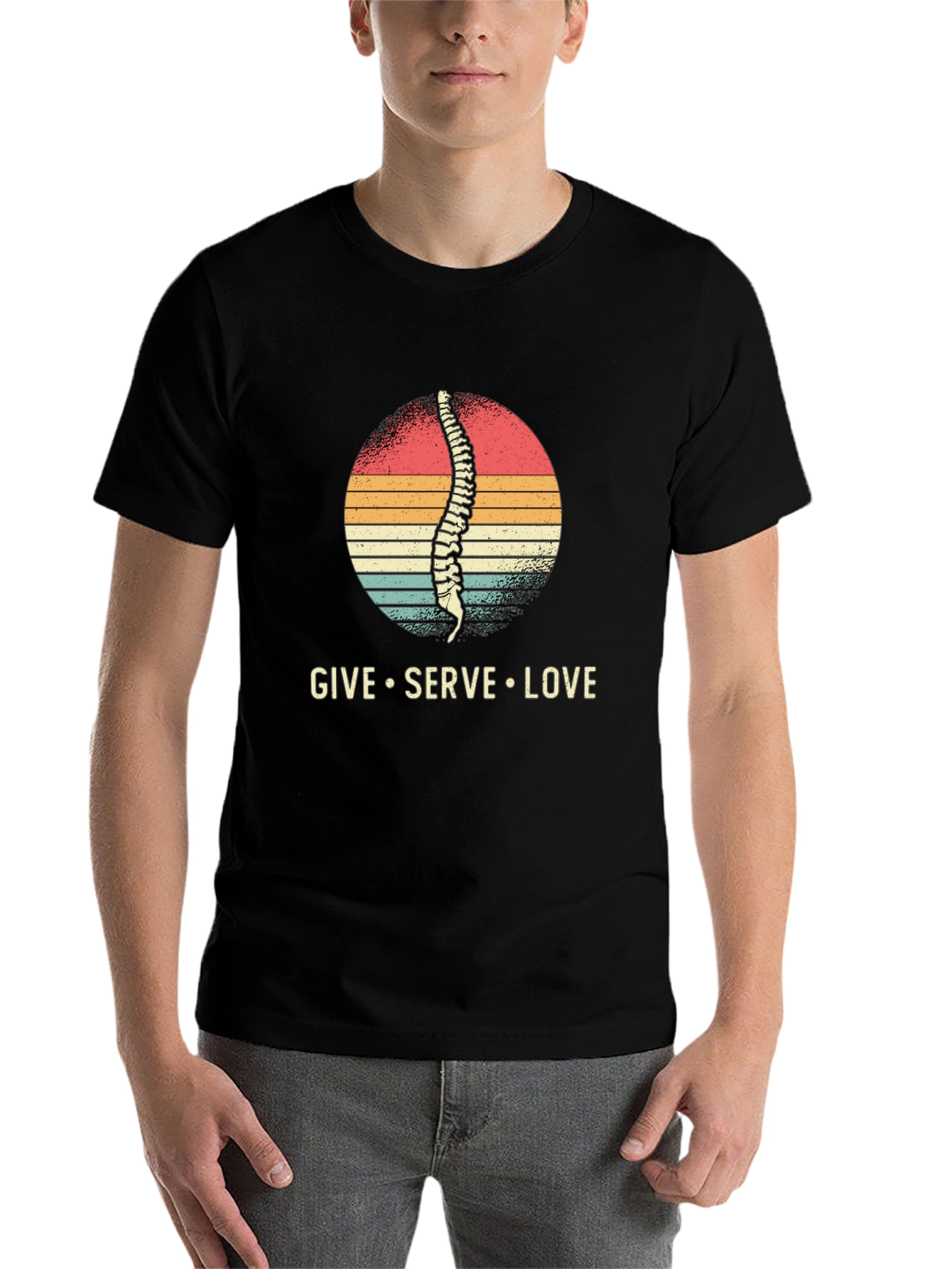 Black Chiropractor T-Shirt - Spine Give Serve Love view 7