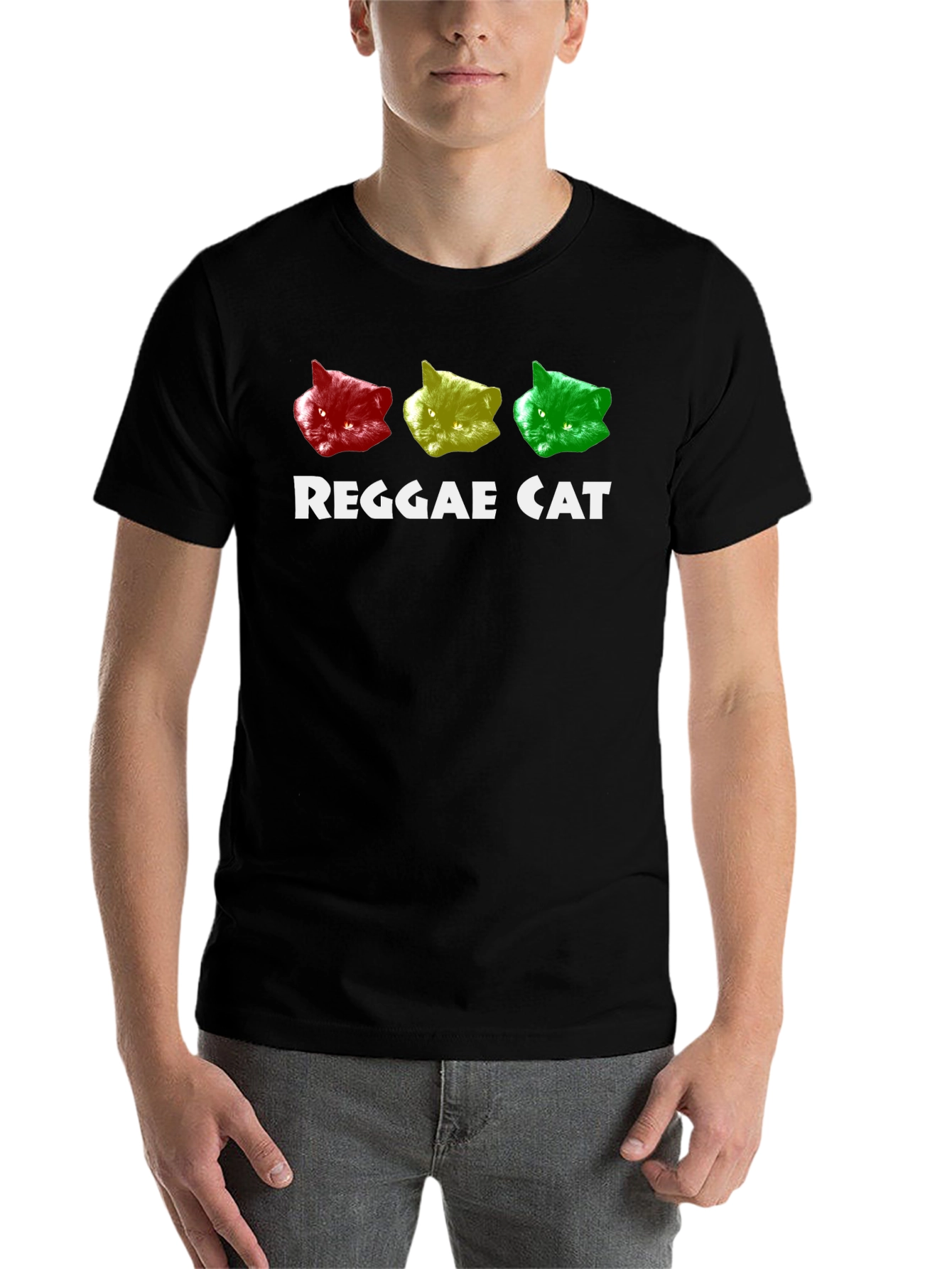 Black Reggae Cat T-Shirt - Rasta Colors Tee view 7