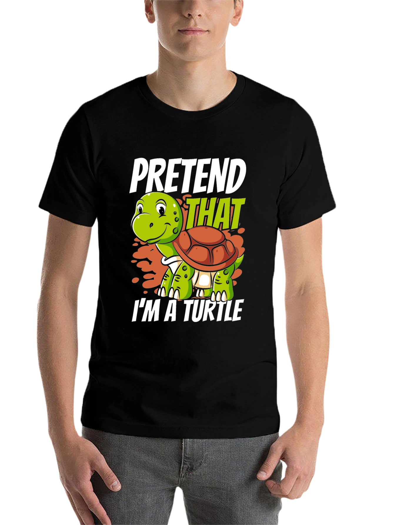 Black Pretend I'm a Turtle Graphic T-Shirt view 7