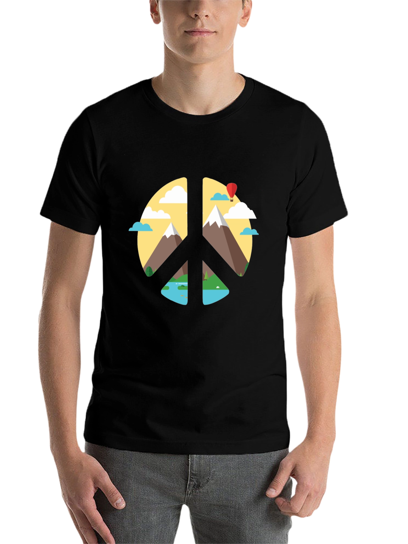 Black Peace Sign Nature Graphic T-Shirt view 7