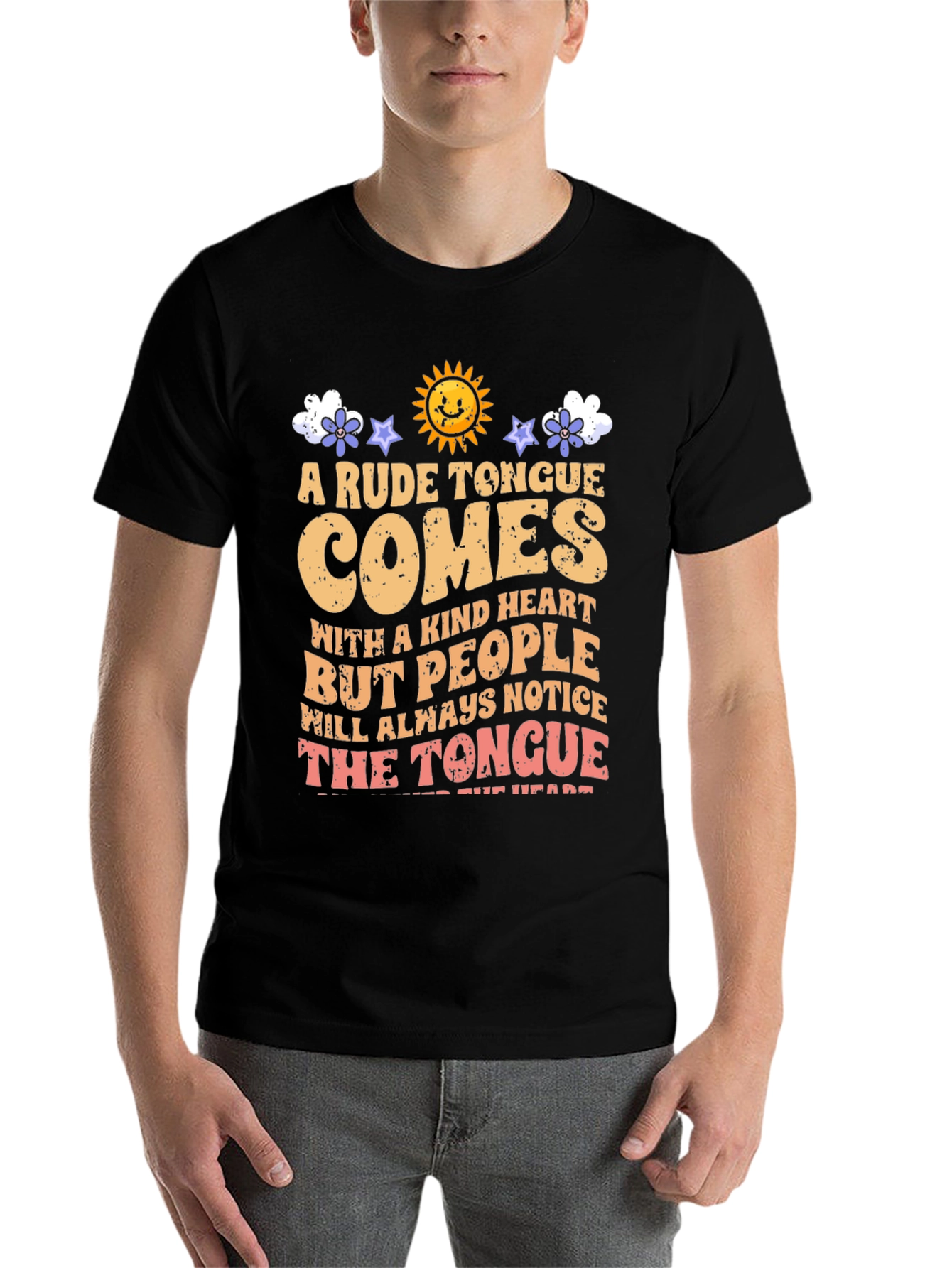 Black Rude Tongue, Kind Heart Graphic Tee view 7