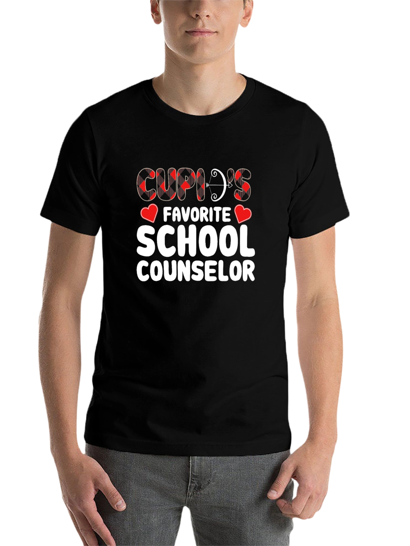 Black Cupid's Favorite School Counselor T-Shirt view 7