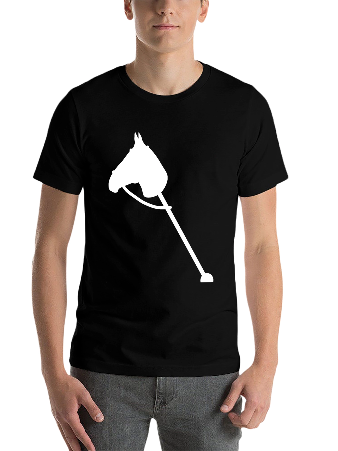 Black Stick Horse Graphic Tee - Unisex Black T-Shirt view 7