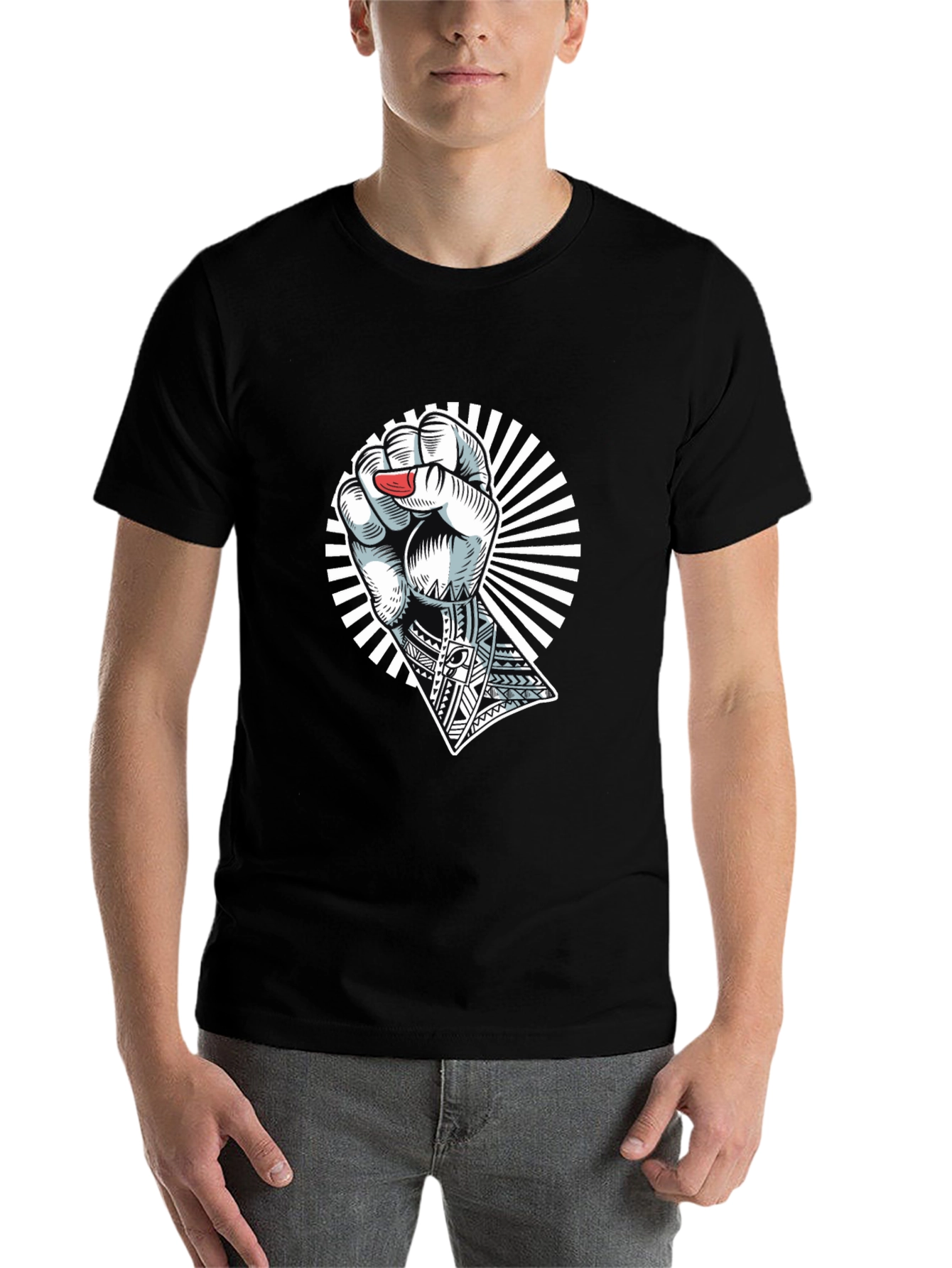 Black Empowered Fist Graphic Tee - Black view 7