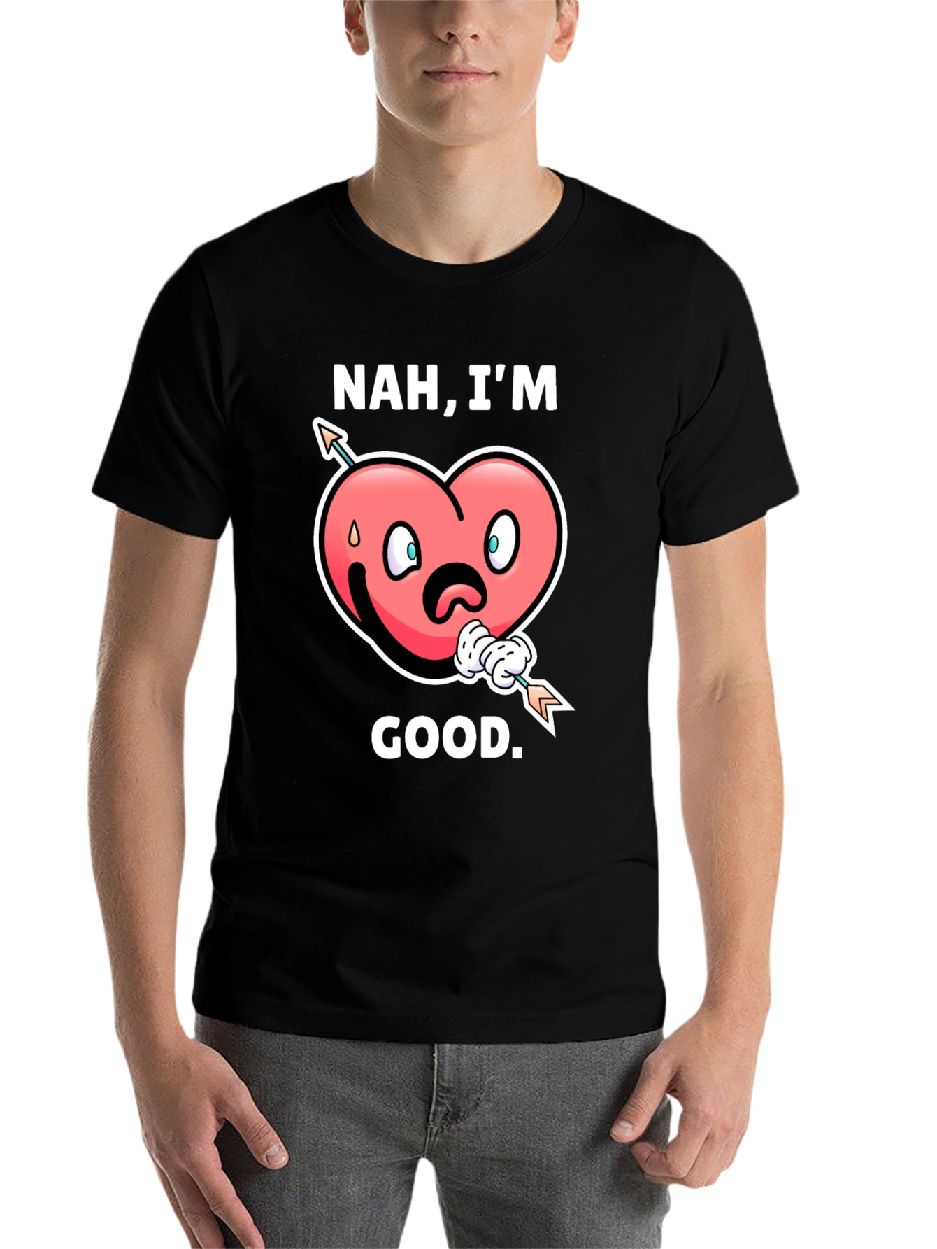 Black Nah, I'm Good! Valentine's Graphic T-Shirt view 7