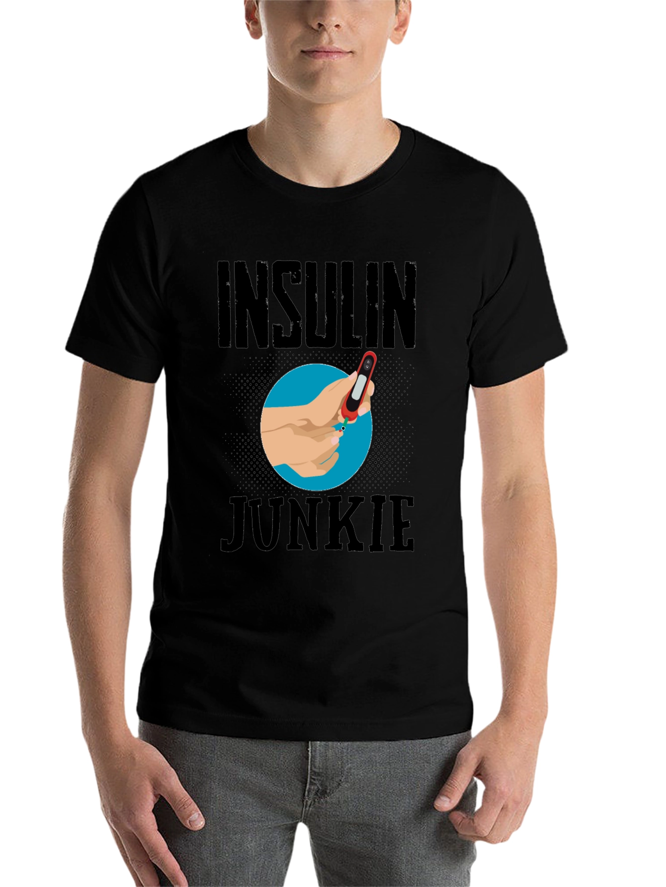 Black Insulin Junkie Graphic T-Shirt view 7