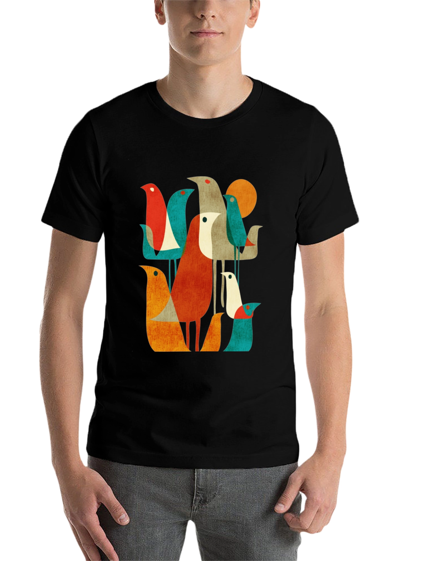 Black Retro Bird Graphic T-Shirt view 7