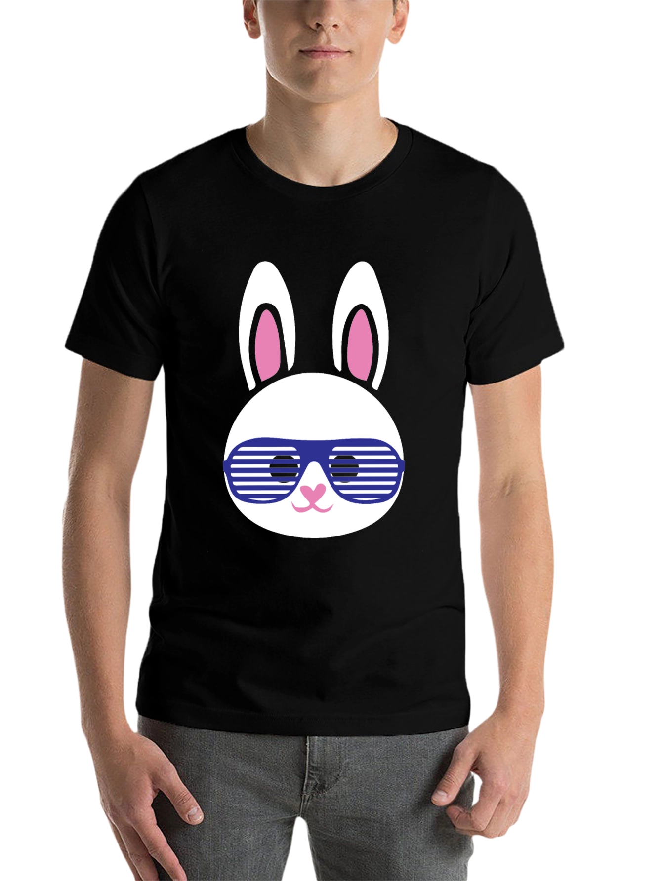 Black Cool Bunny Graphic Tee view 7