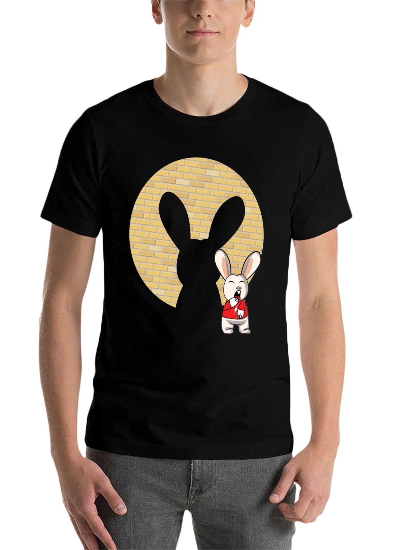 Black Cartoon Rabbit T-Shirt view 7